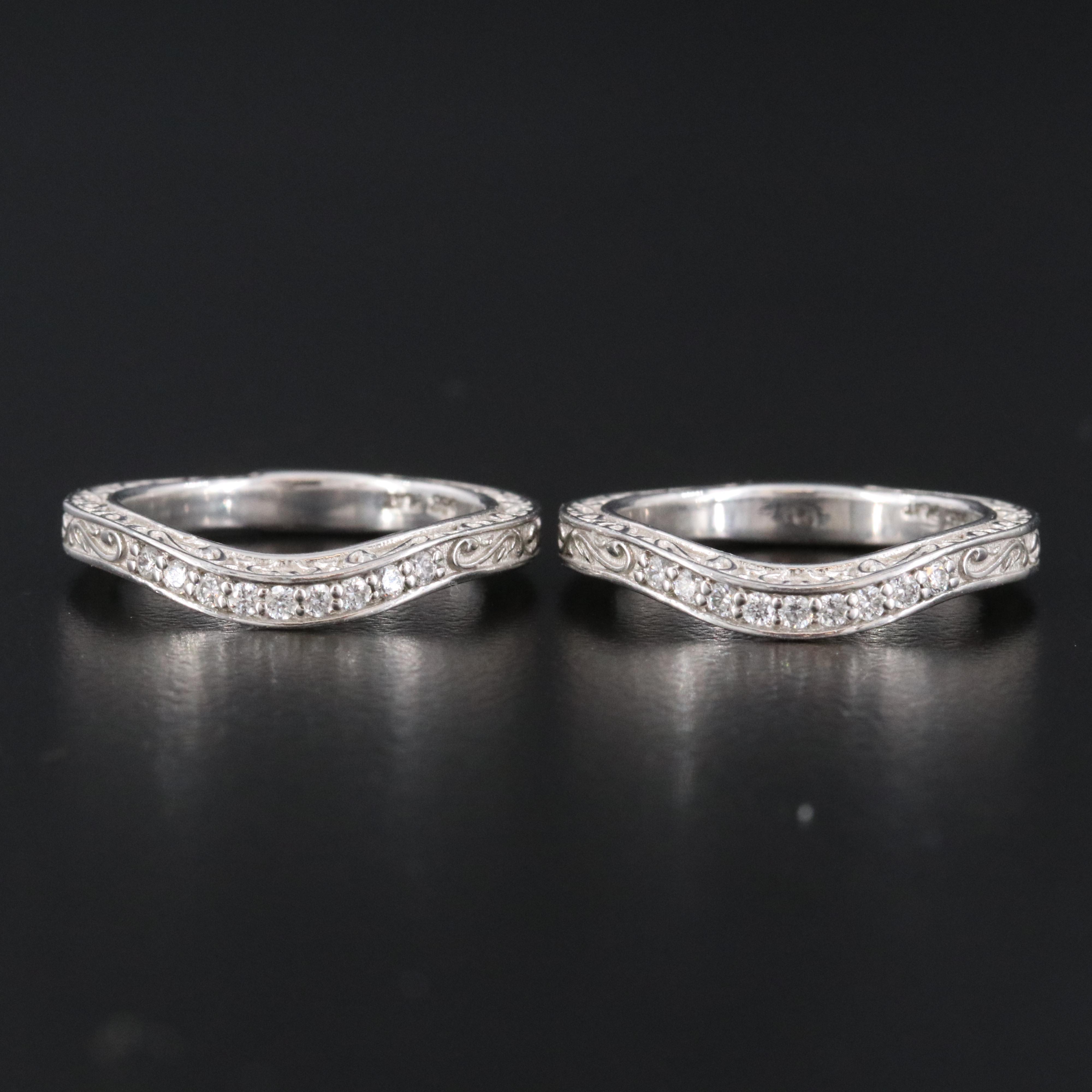 Platinum 0.25 CTW Diamond Contoured Bands