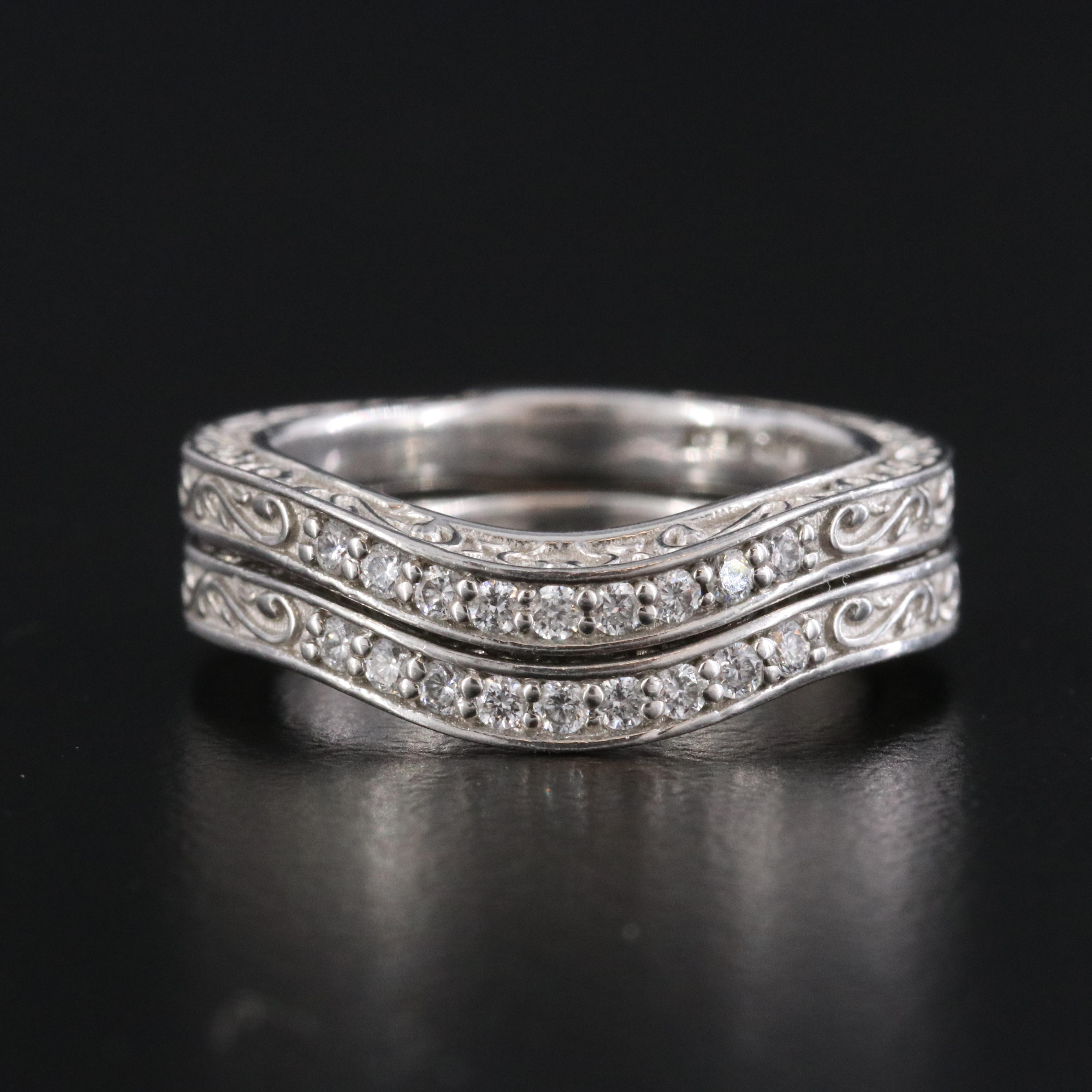 Platinum 0.25 CTW Diamond Contoured Bands