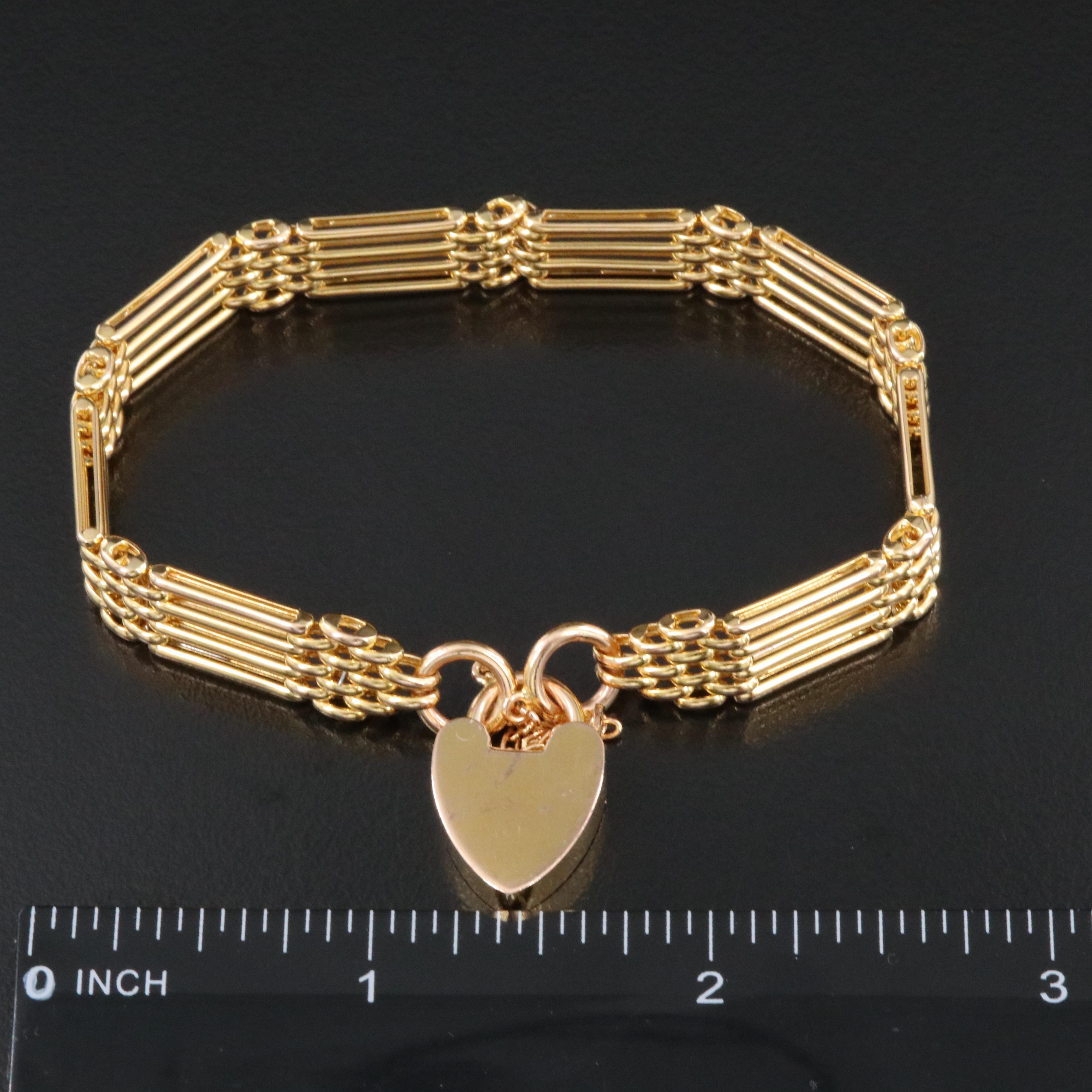 9K Gate Bracelet with Heart Lock Closure