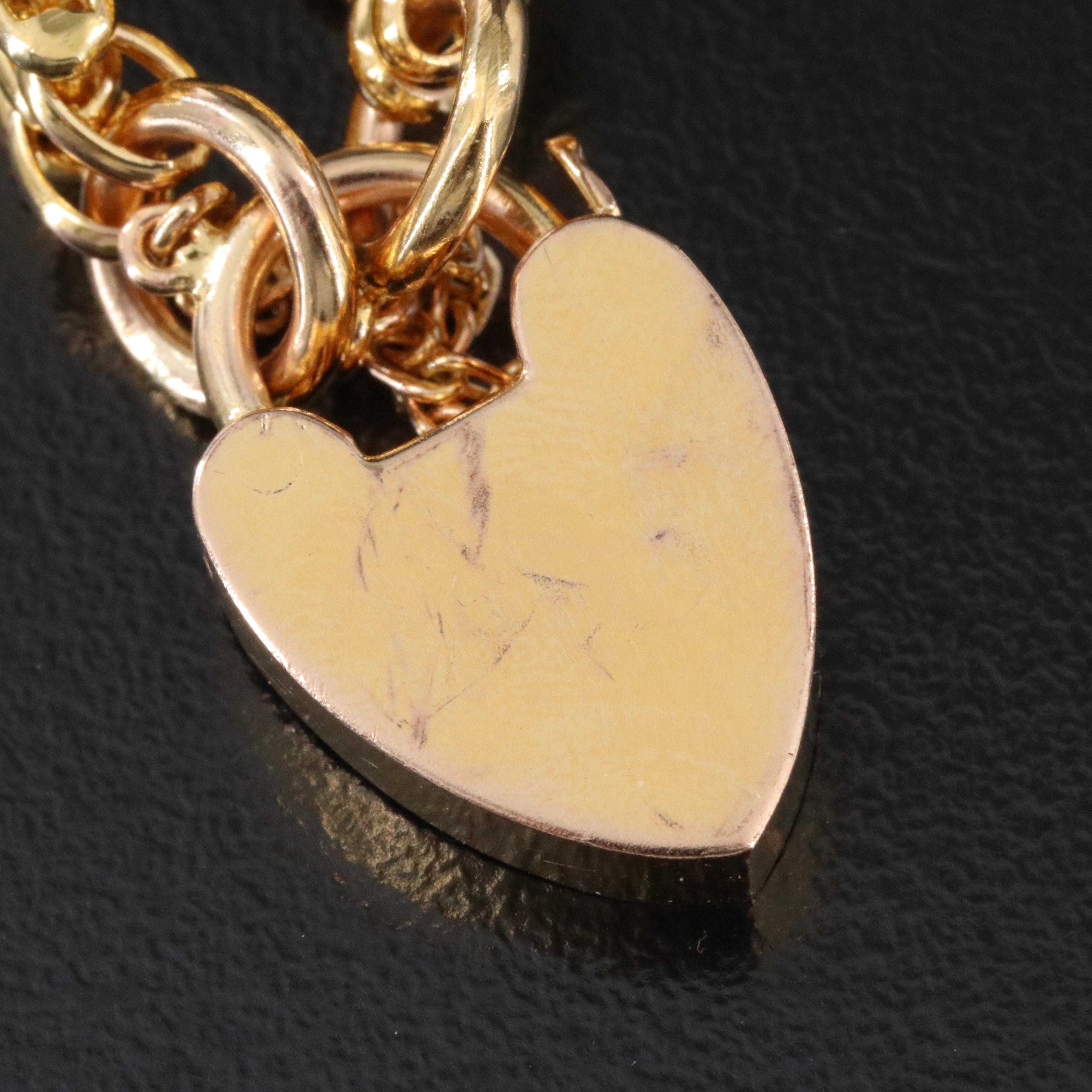 9K Gate Bracelet with Heart Lock Closure