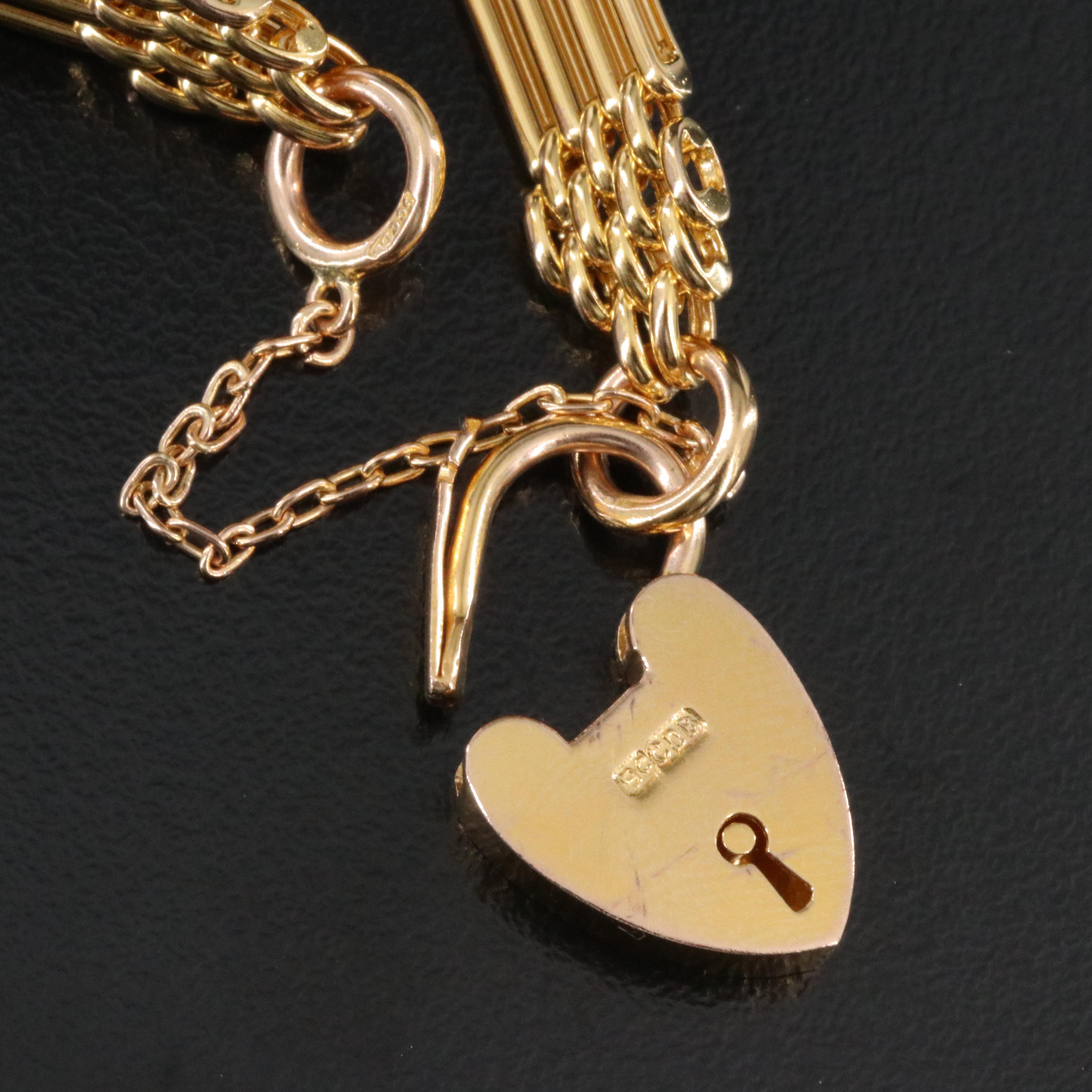 9K Gate Bracelet with Heart Lock Closure