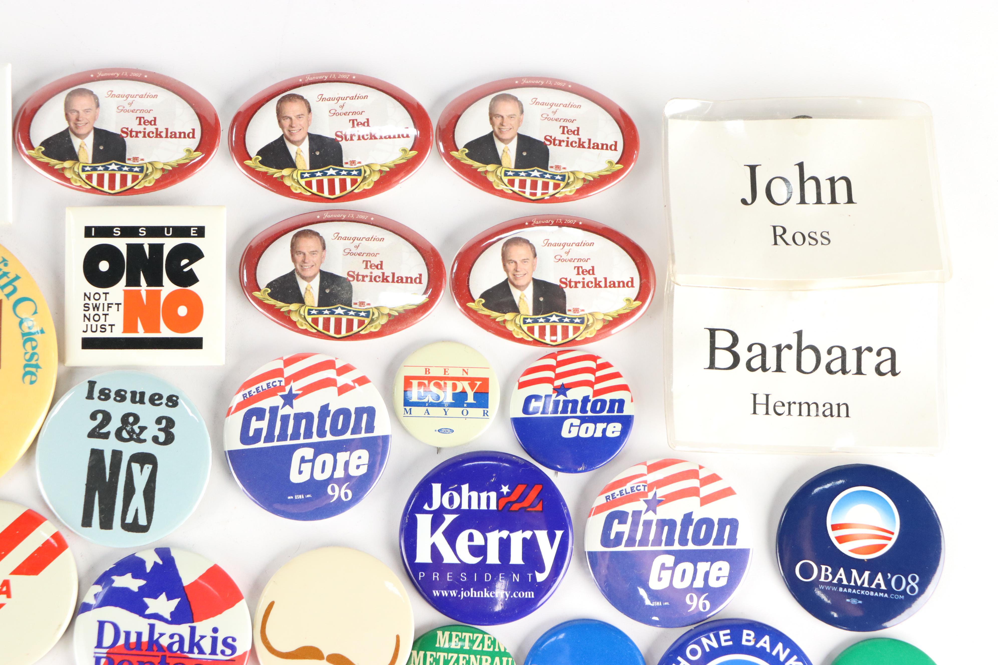 Barack Obama, Bill Clinton, and More Pin Backs and Other Political Memorabilia