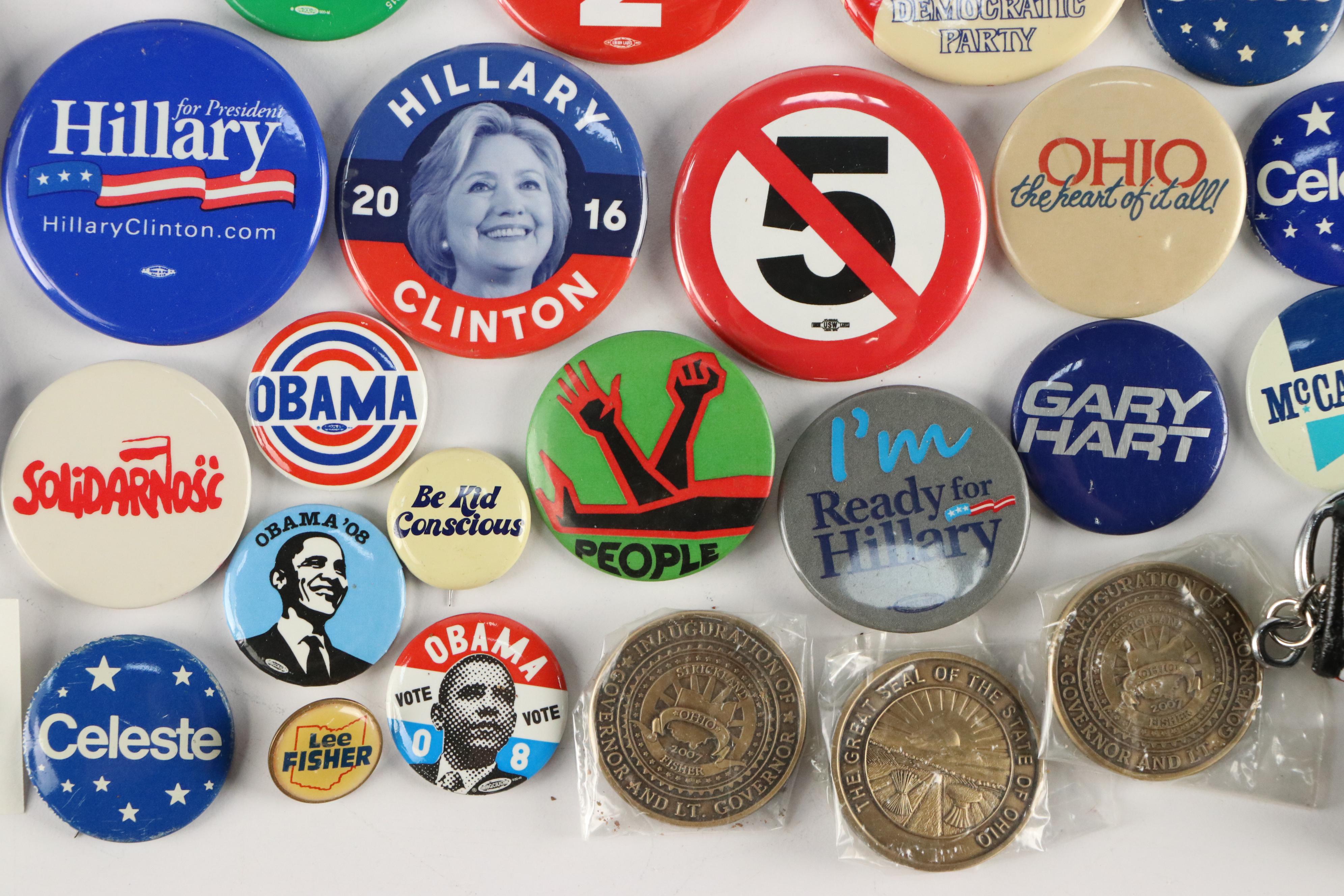 Barack Obama, Bill Clinton, and More Pin Backs and Other Political Memorabilia