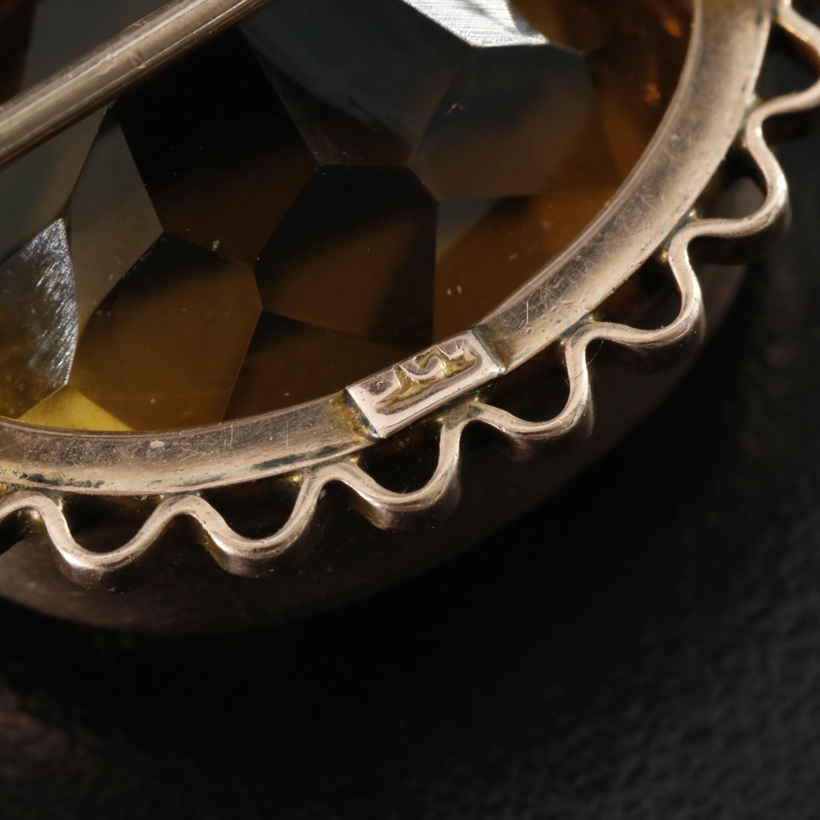 Antique 10K Rose Gold 23.68 CT Citrine Converter Brooch