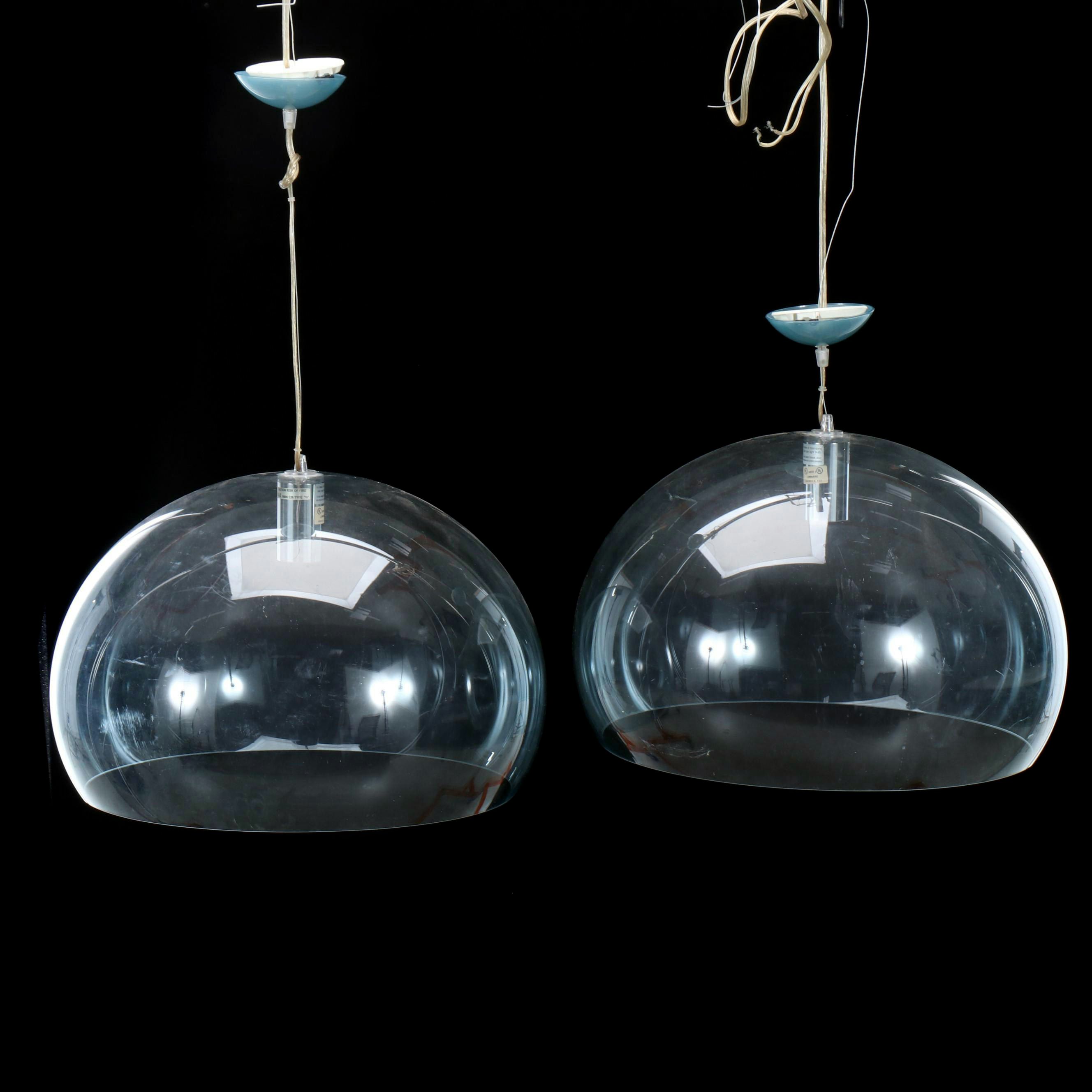 Ferruccio Laviani for Kartell "FL/Y" Blue Acrylic Shade Pendant Lights