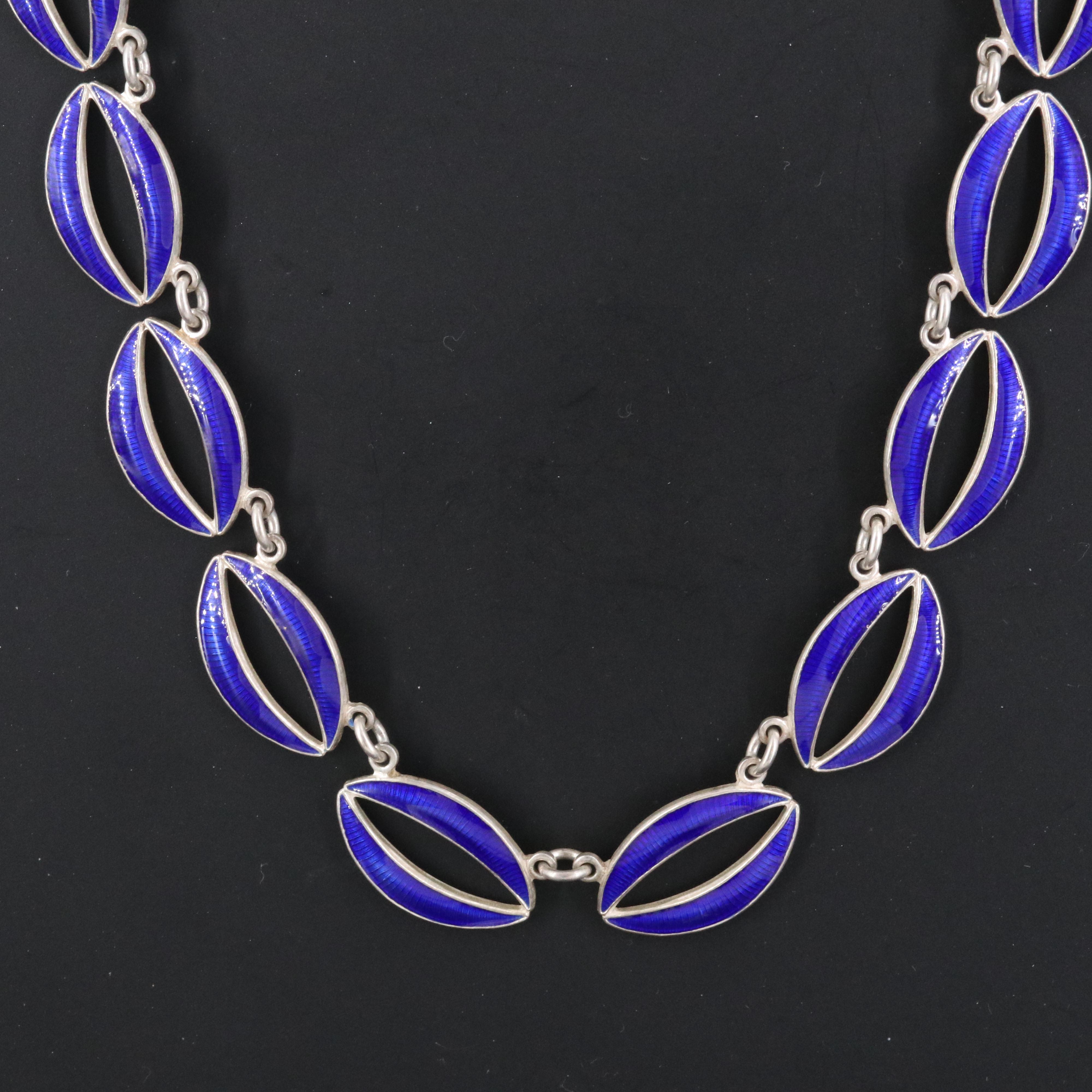 Vintage Volmer Bahner Sterling Danish Enamel Link Necklace