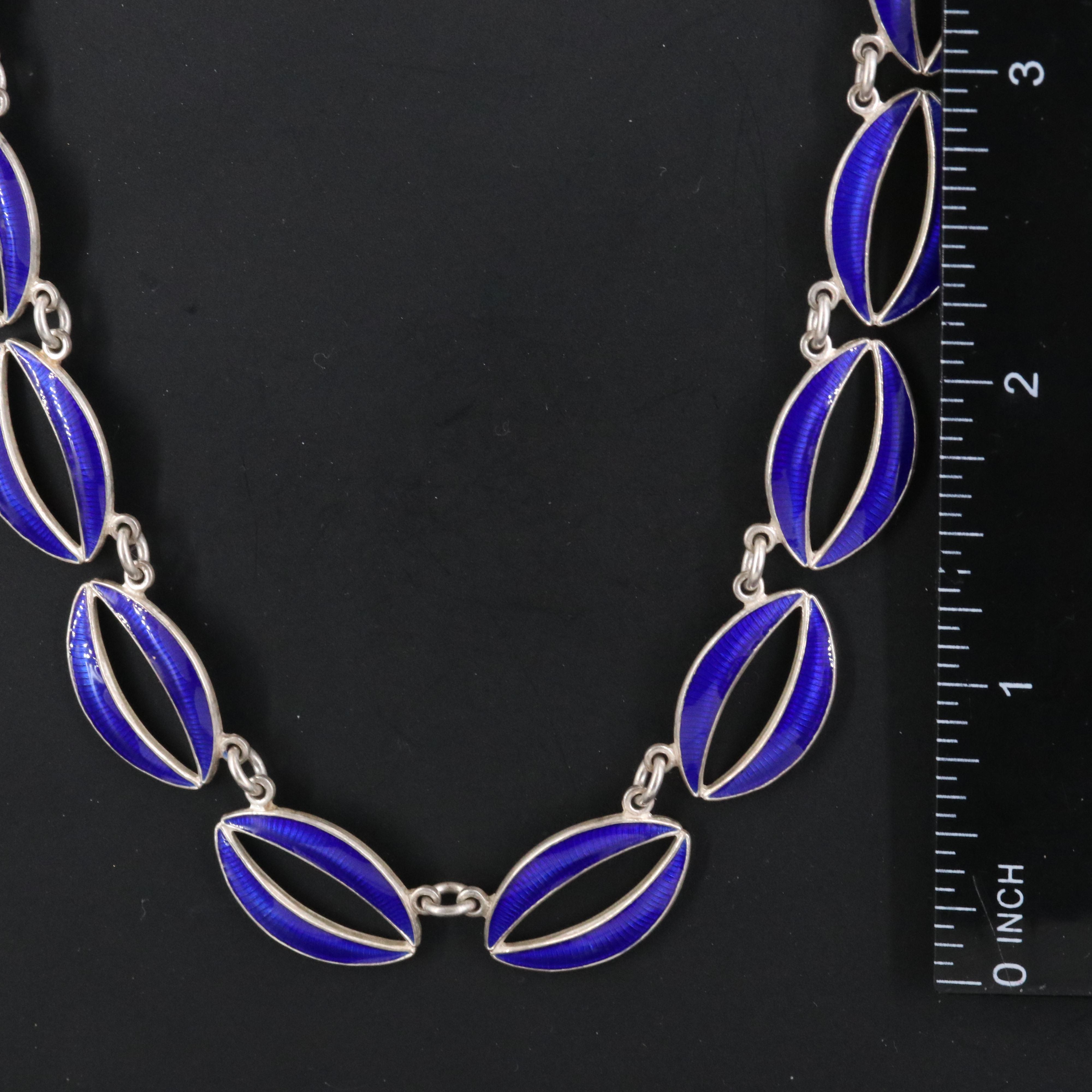 Vintage Volmer Bahner Sterling Danish Enamel Link Necklace