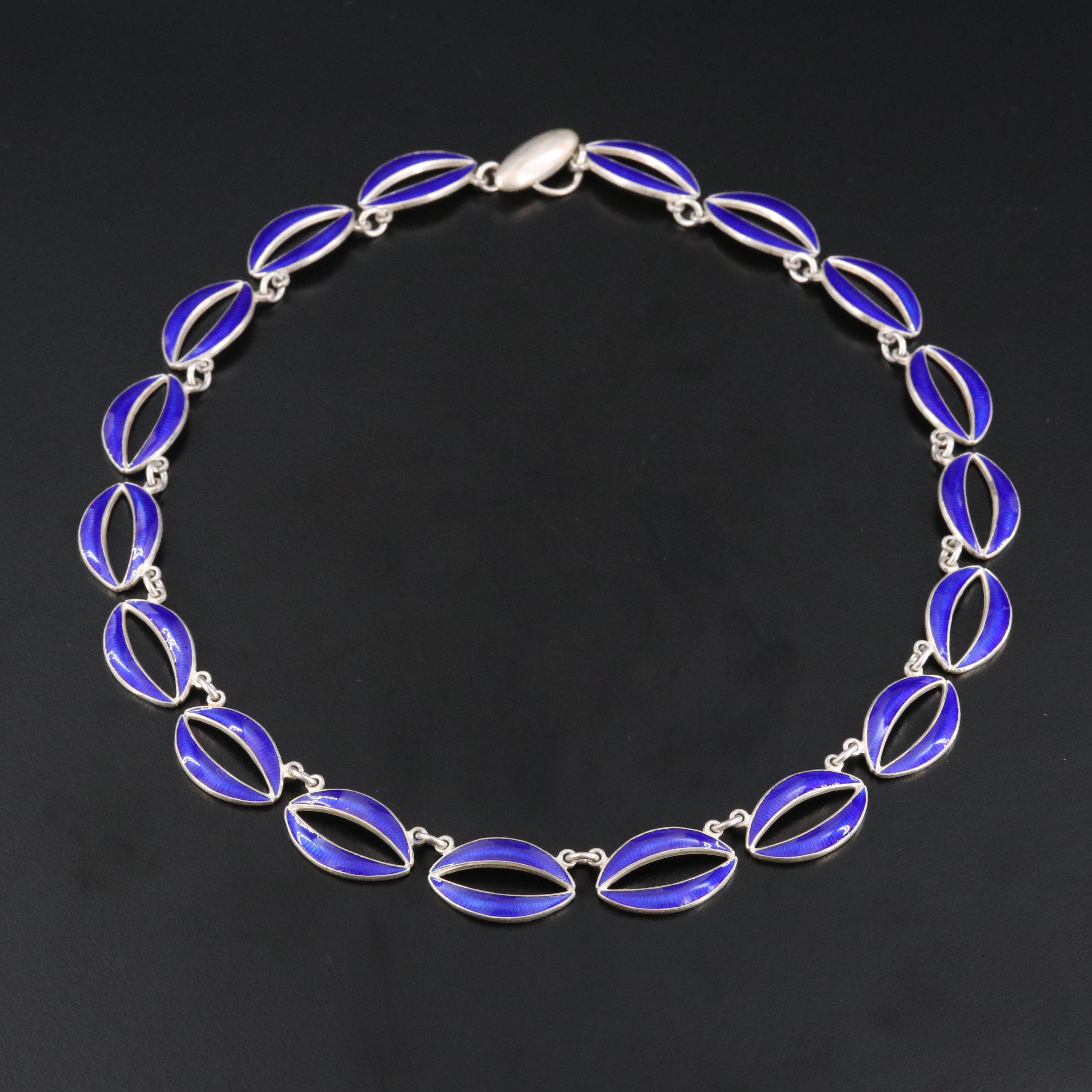 Vintage Volmer Bahner Sterling Danish Enamel Link Necklace