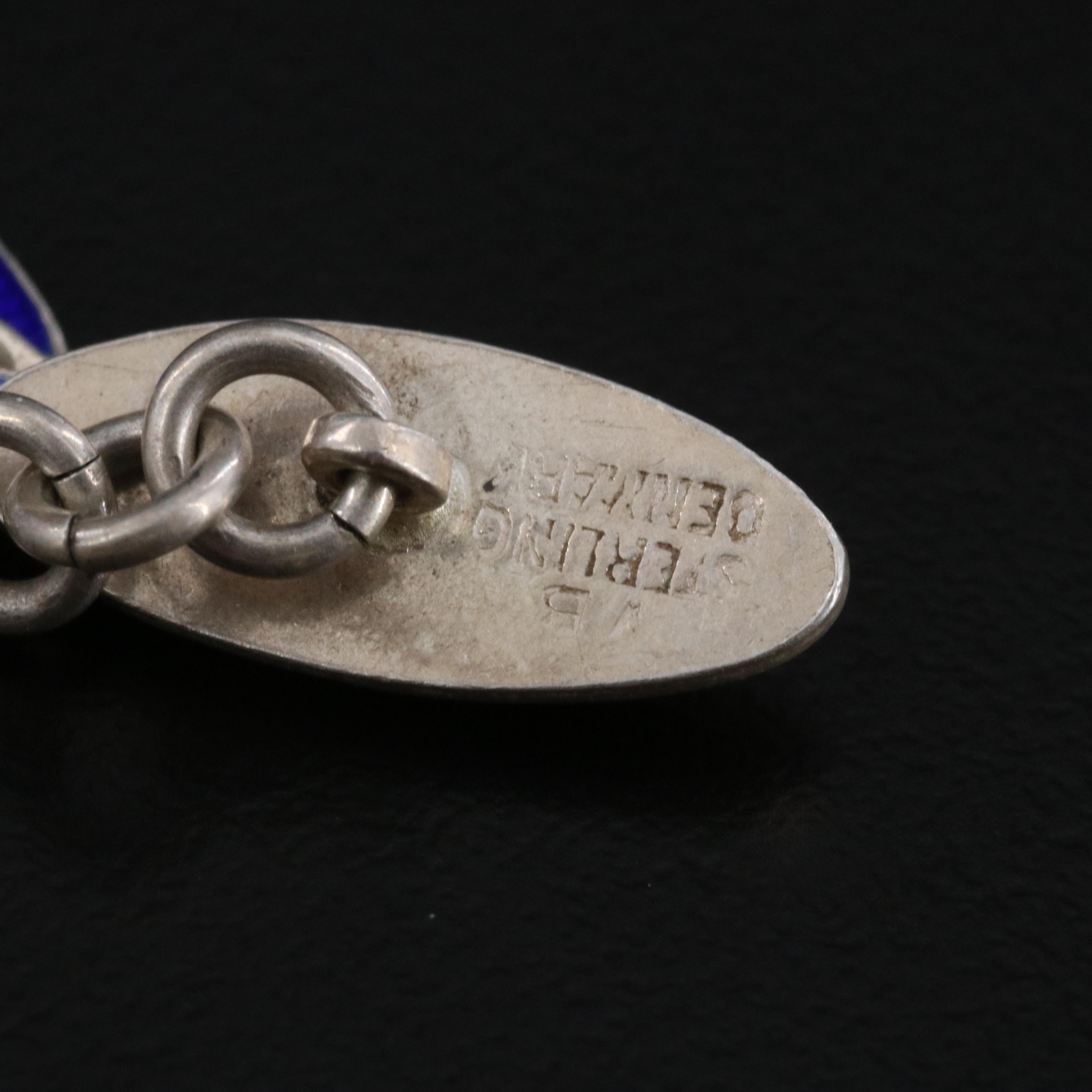 Vintage Volmer Bahner Sterling Danish Enamel Link Necklace