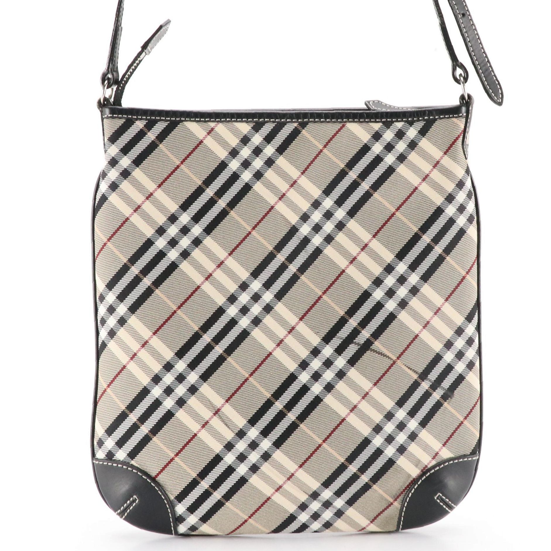 Burberry Blue Label Messenger Bag in Nova Check Nylon Canvas and Leather Trim