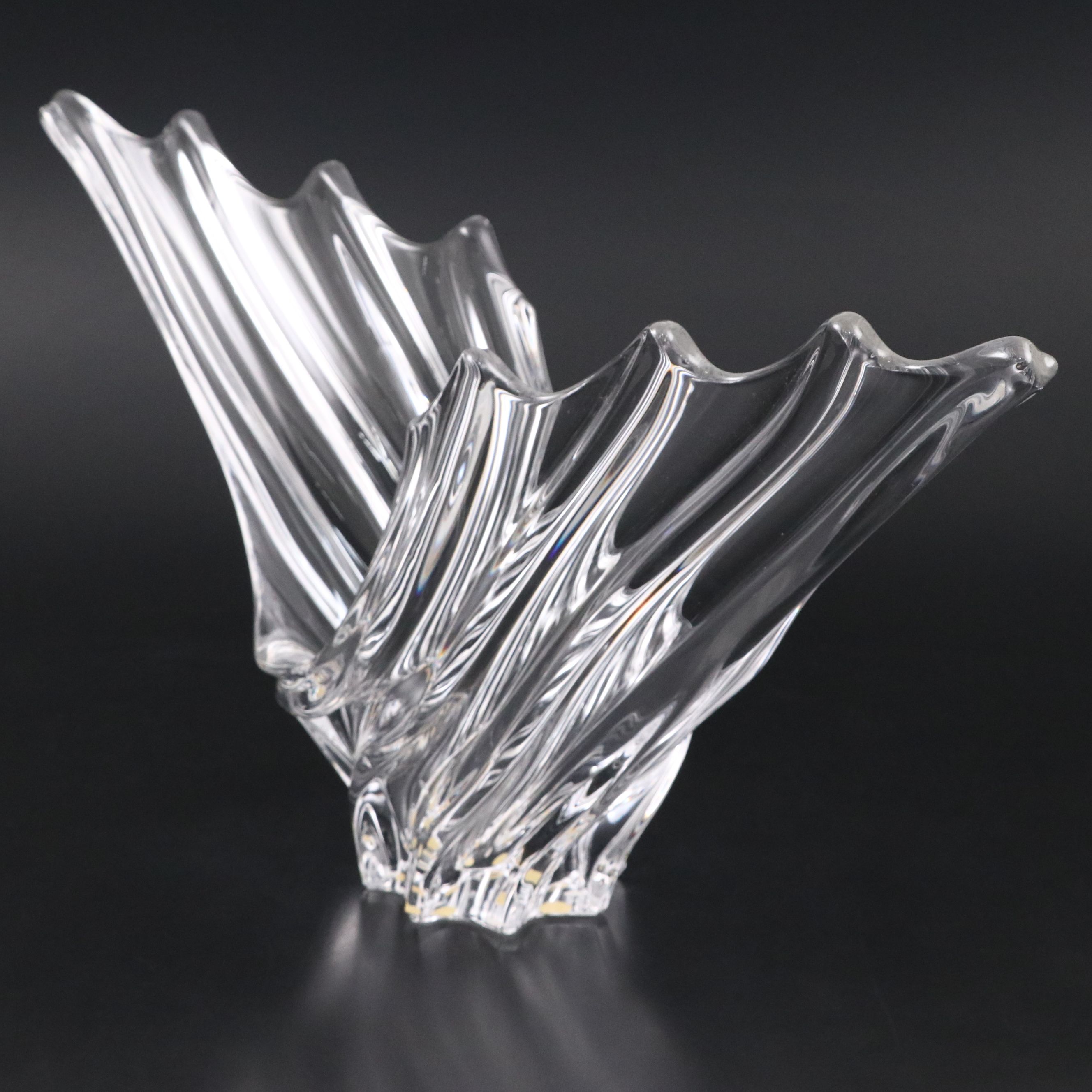 Vannes-le-Châtel French Crystal Wing Vase, Mid/Late 20th Century