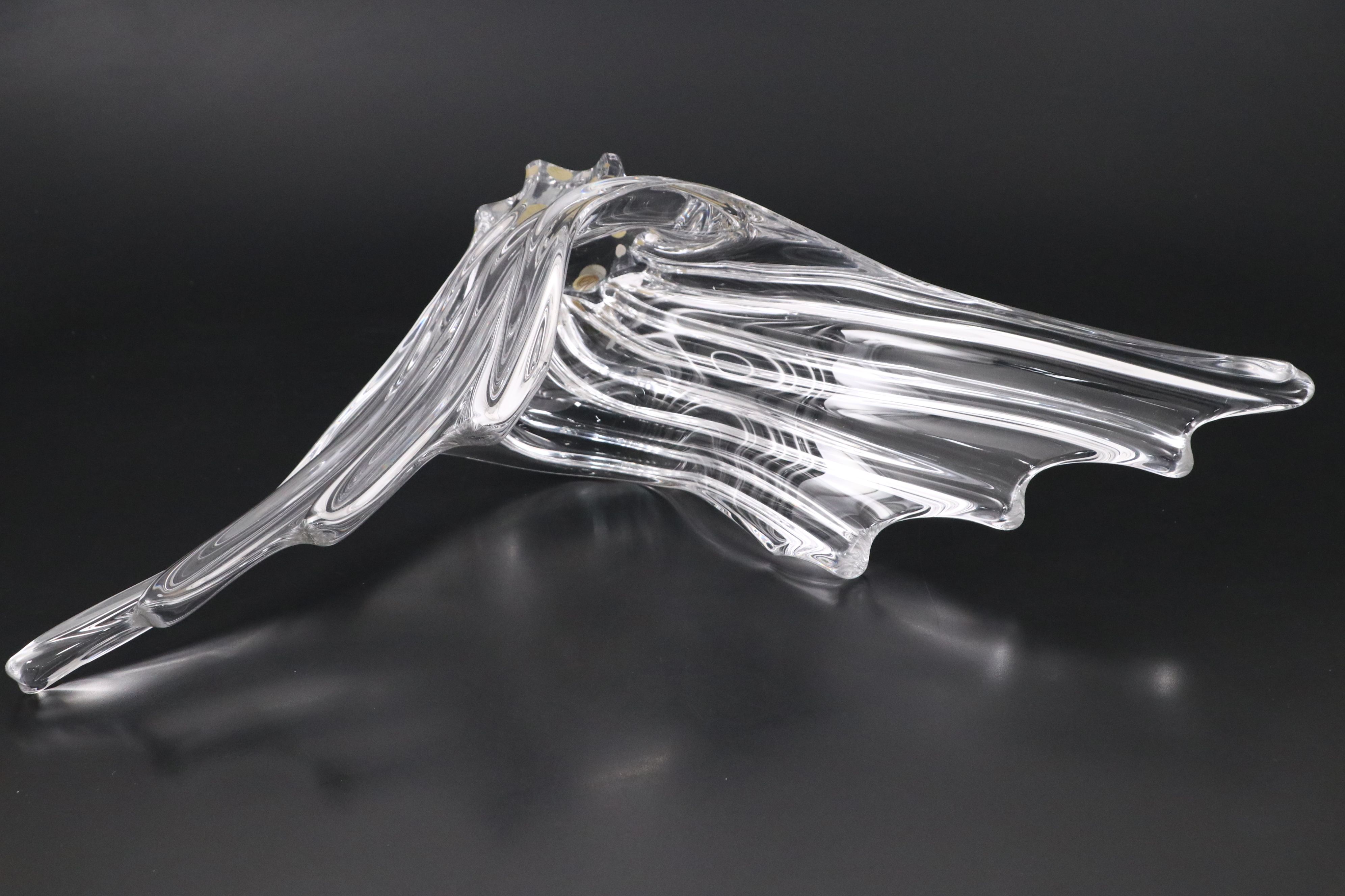 Vannes-le-Châtel French Crystal Wing Vase, Mid/Late 20th Century