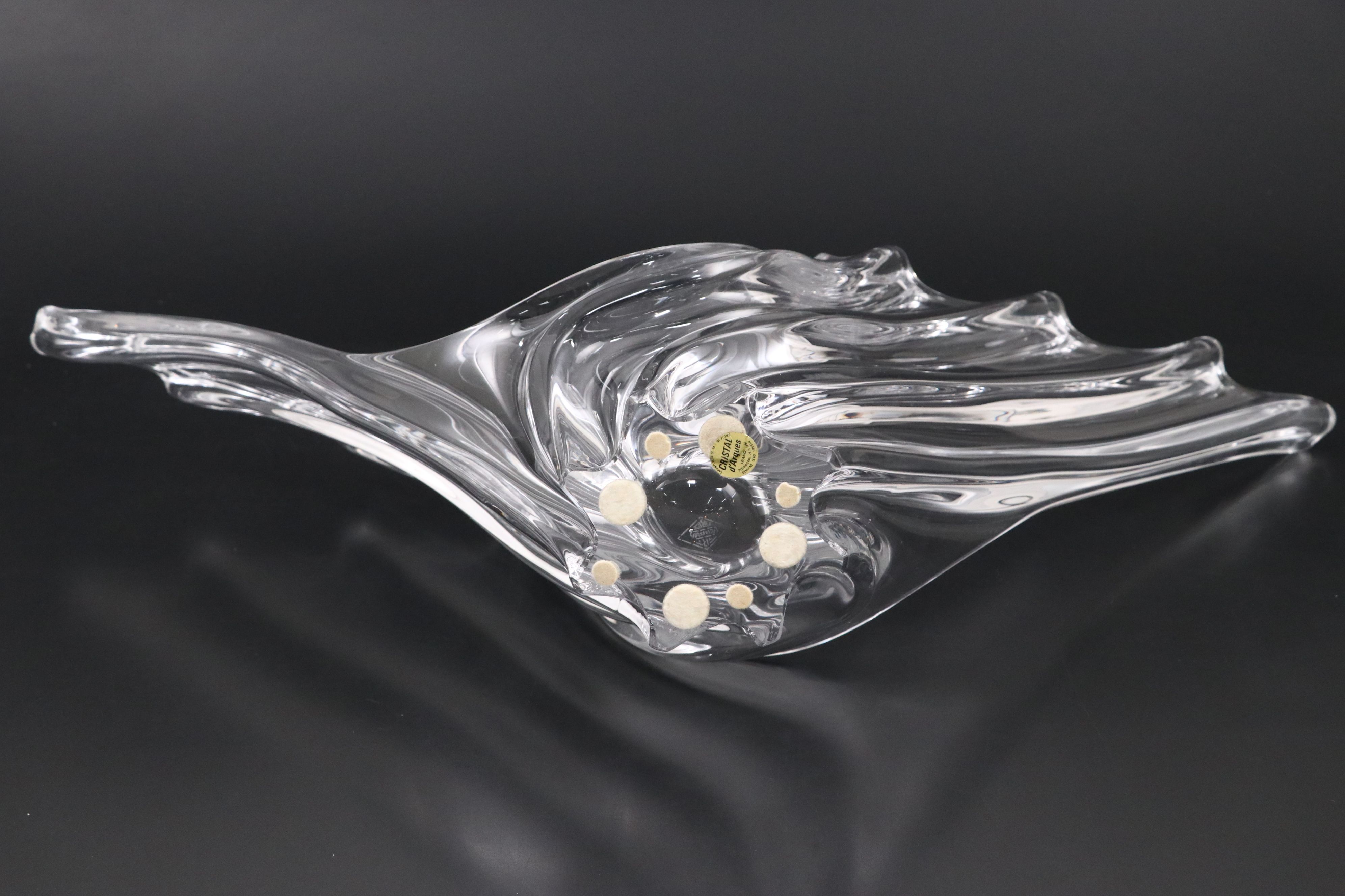 Vannes-le-Châtel French Crystal Wing Vase, Mid/Late 20th Century