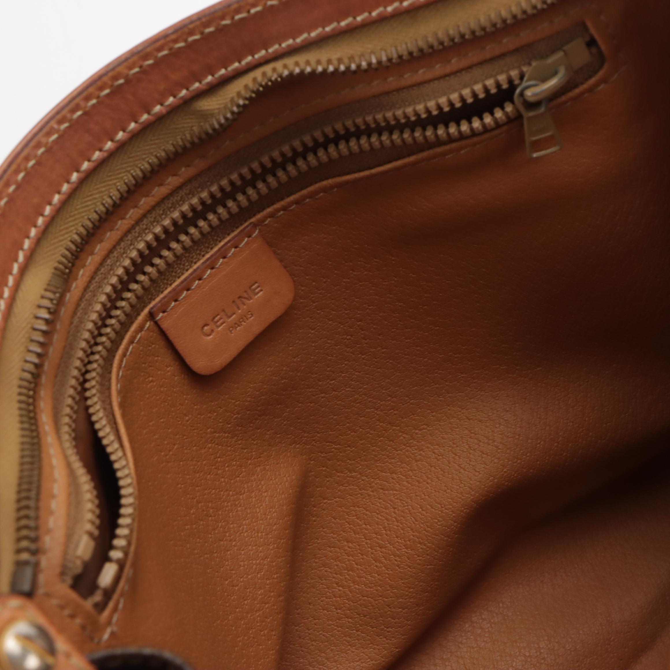 Celine Front Pocket Wristlet Clutch in Dark Brown Macadam Canvas and Leather