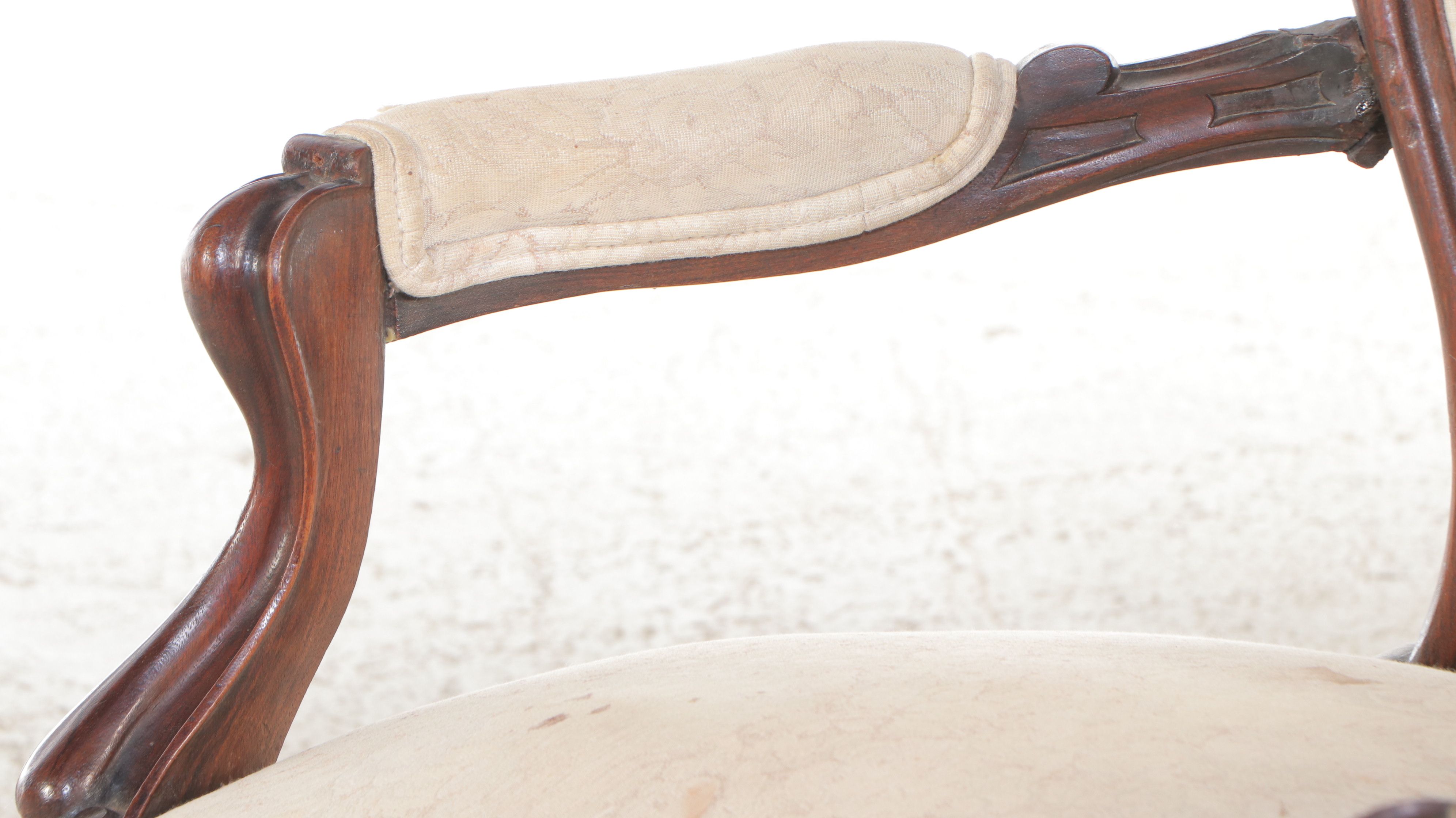 Victorian Carved Walnut Balloon Back Armchair