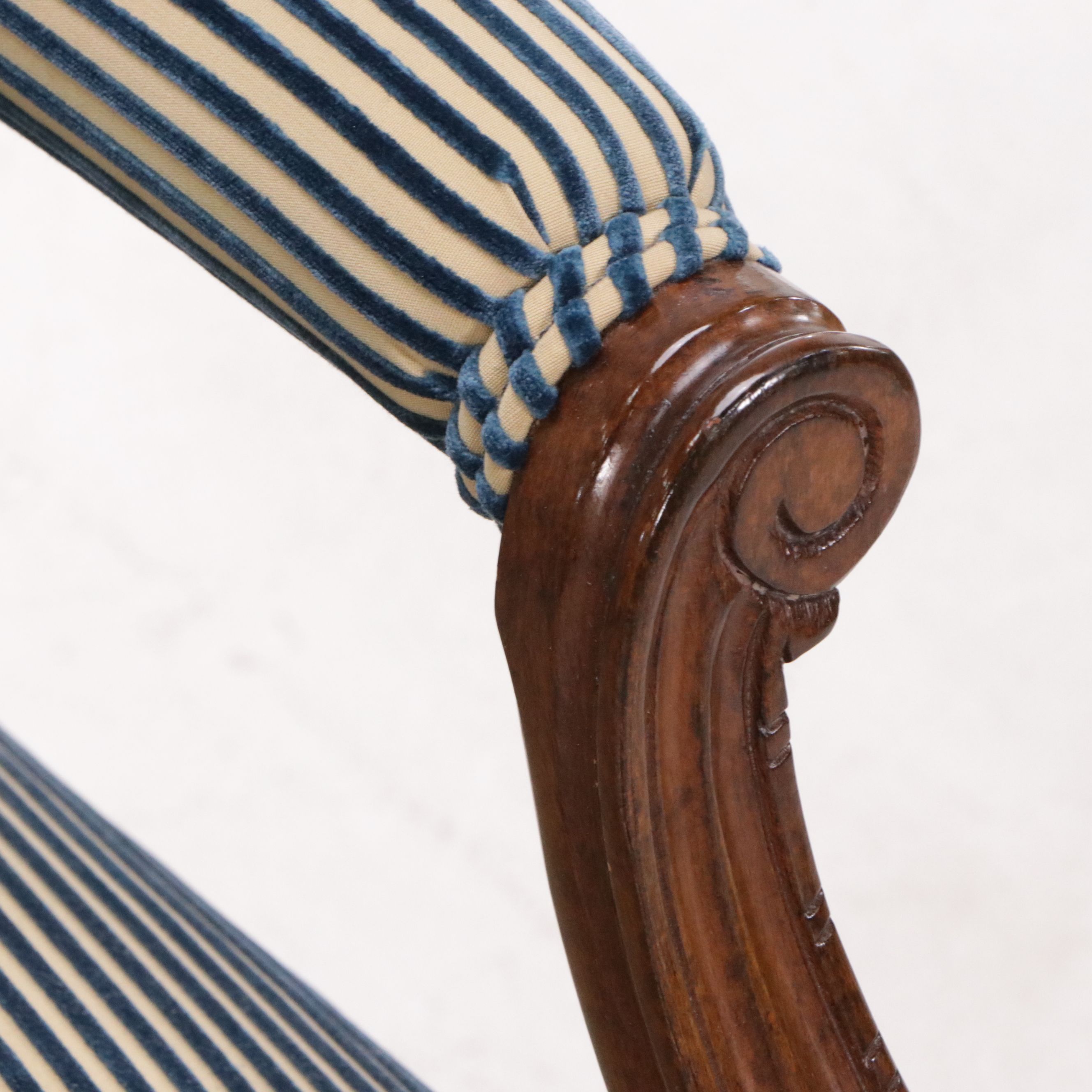 Pair of Chippendale Style Striped Armchairs