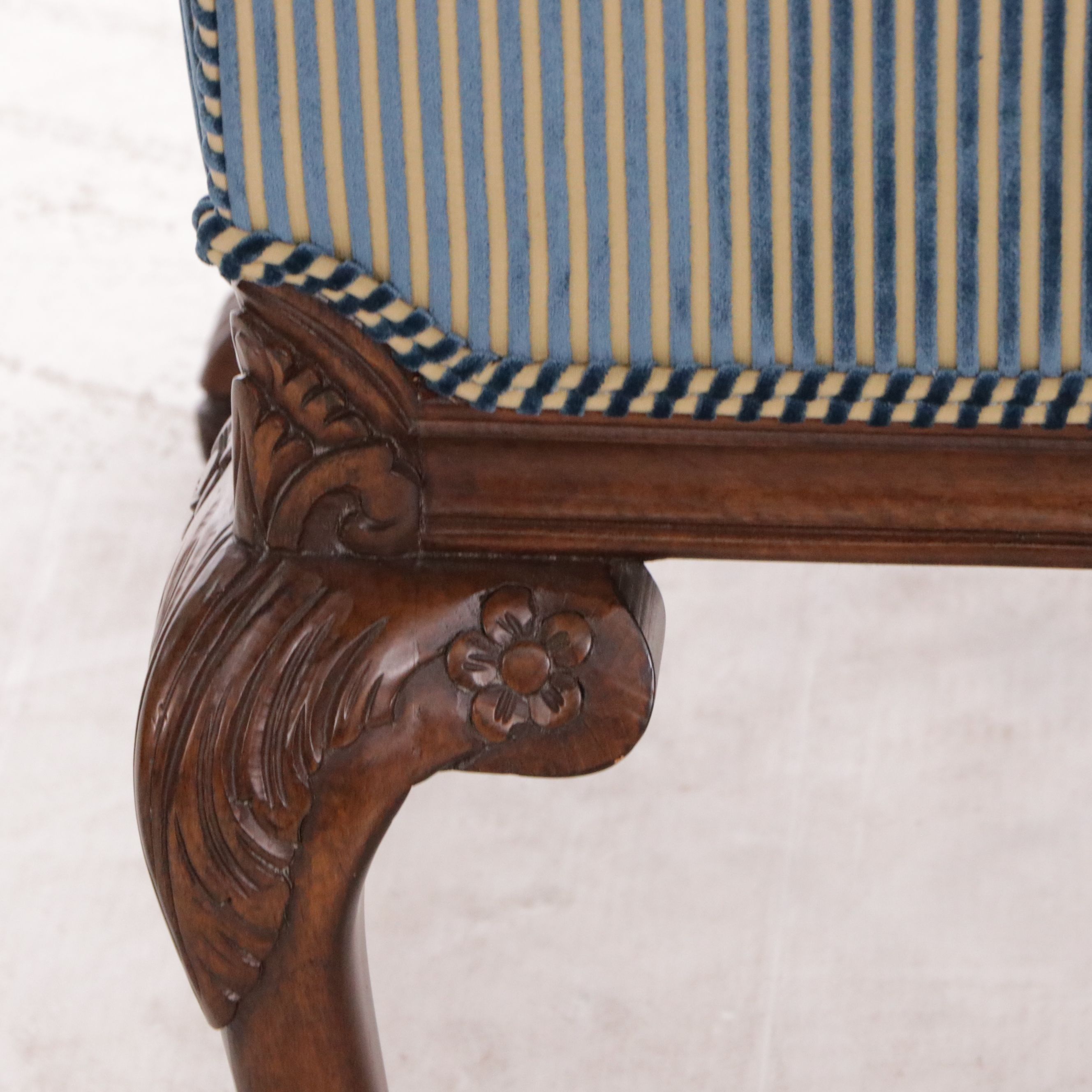 Pair of Chippendale Style Striped Armchairs