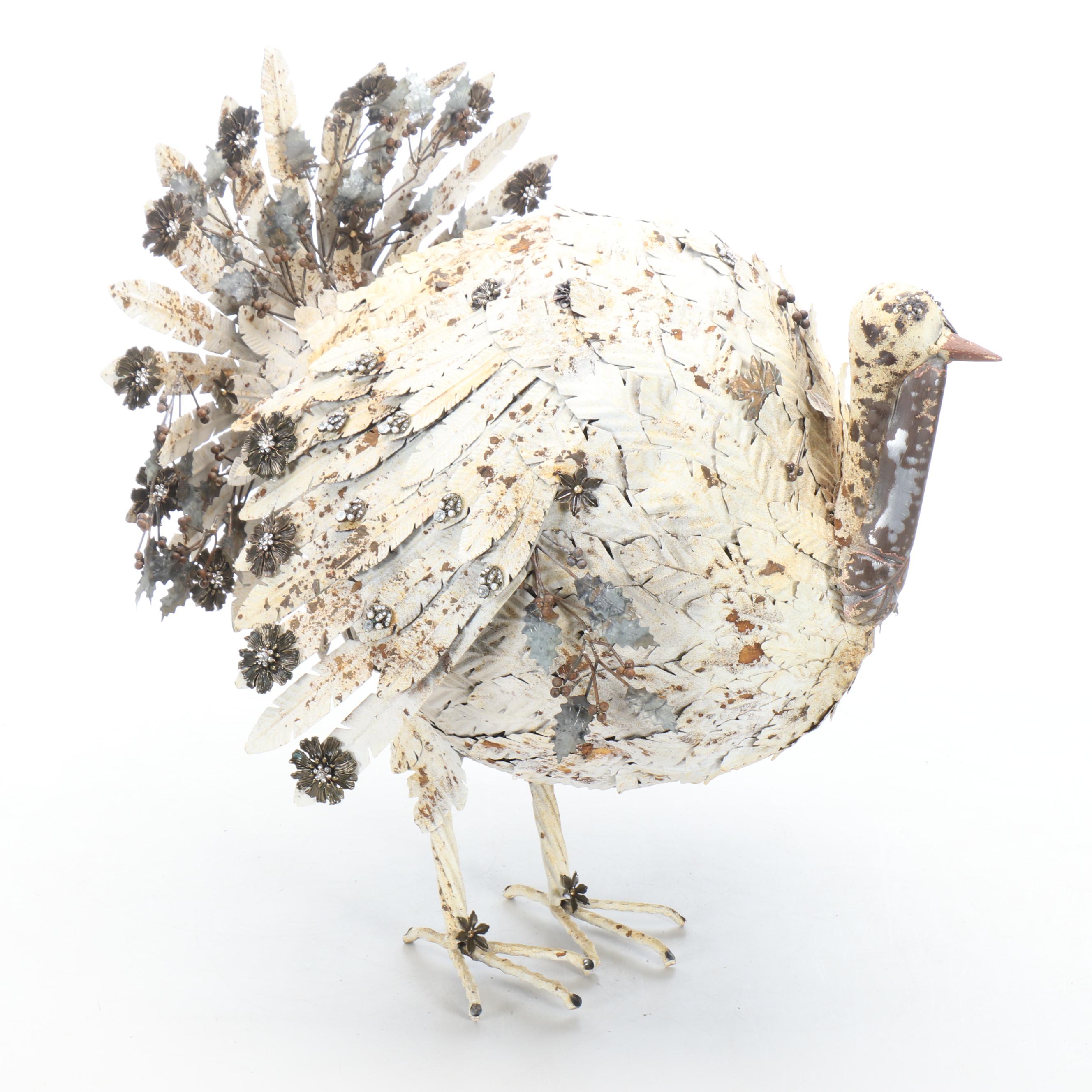 Handcrafted Rebar and Sheet Metal Holiday Turkey Sculpture