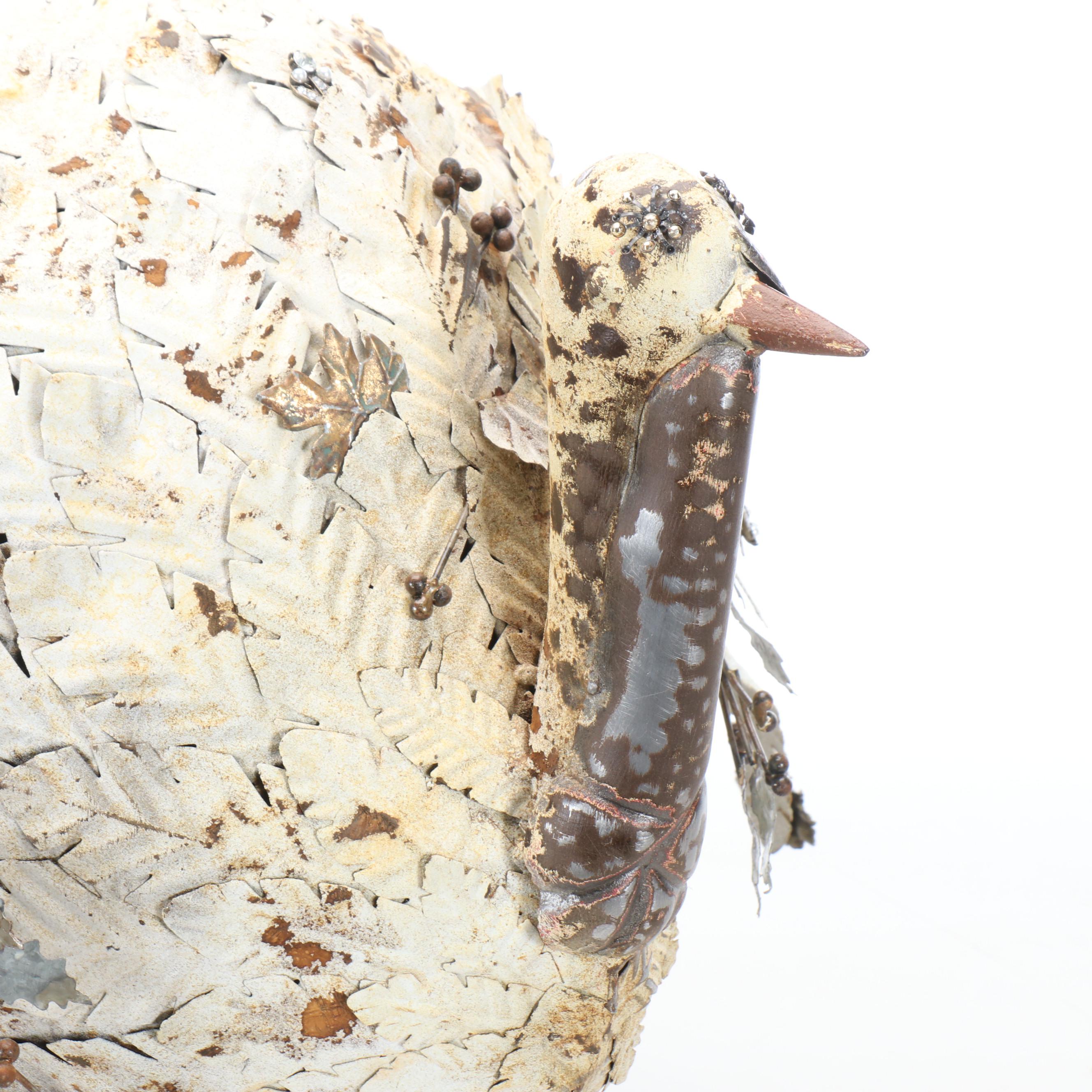 Handcrafted Rebar and Sheet Metal Holiday Turkey Sculpture