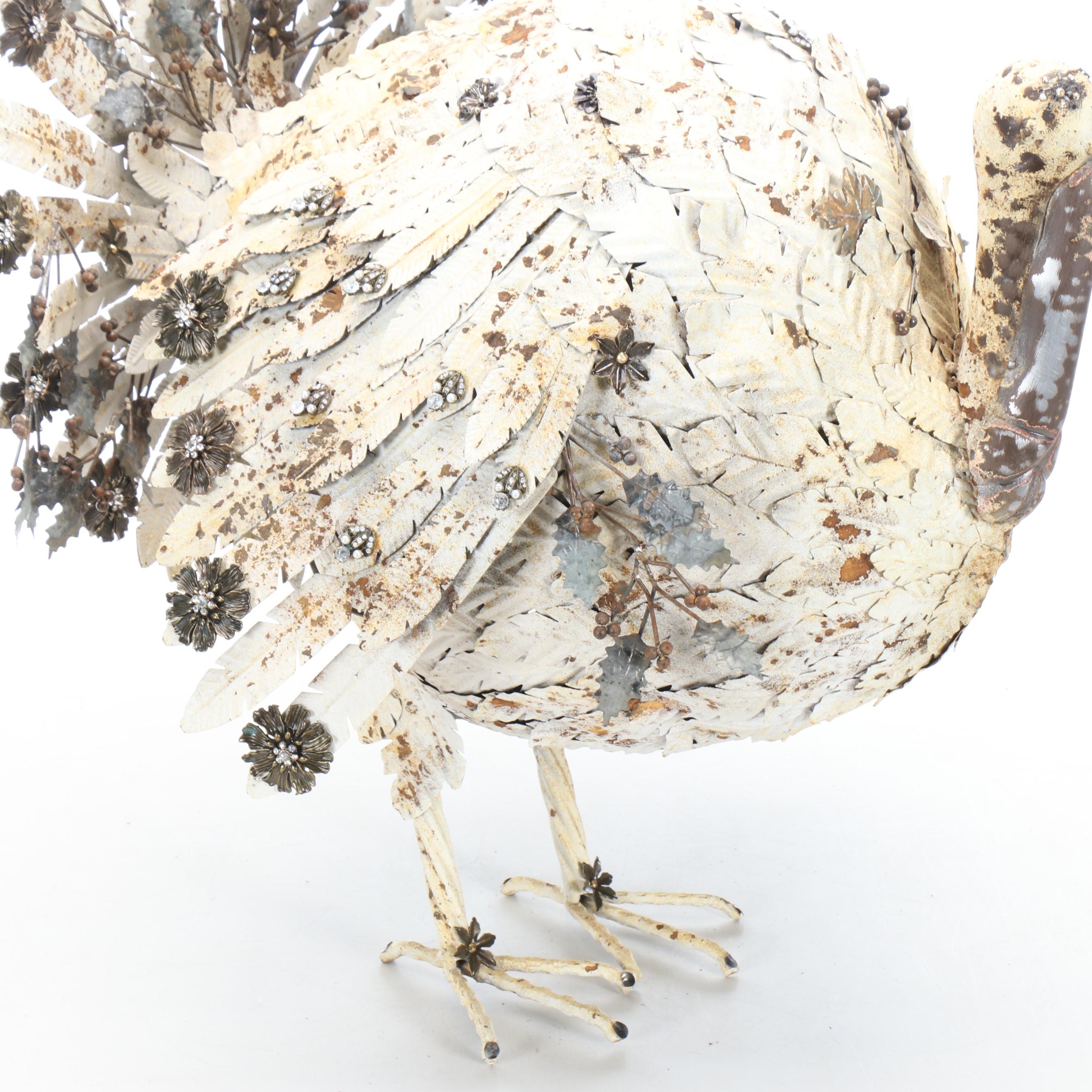 Handcrafted Rebar and Sheet Metal Holiday Turkey Sculpture