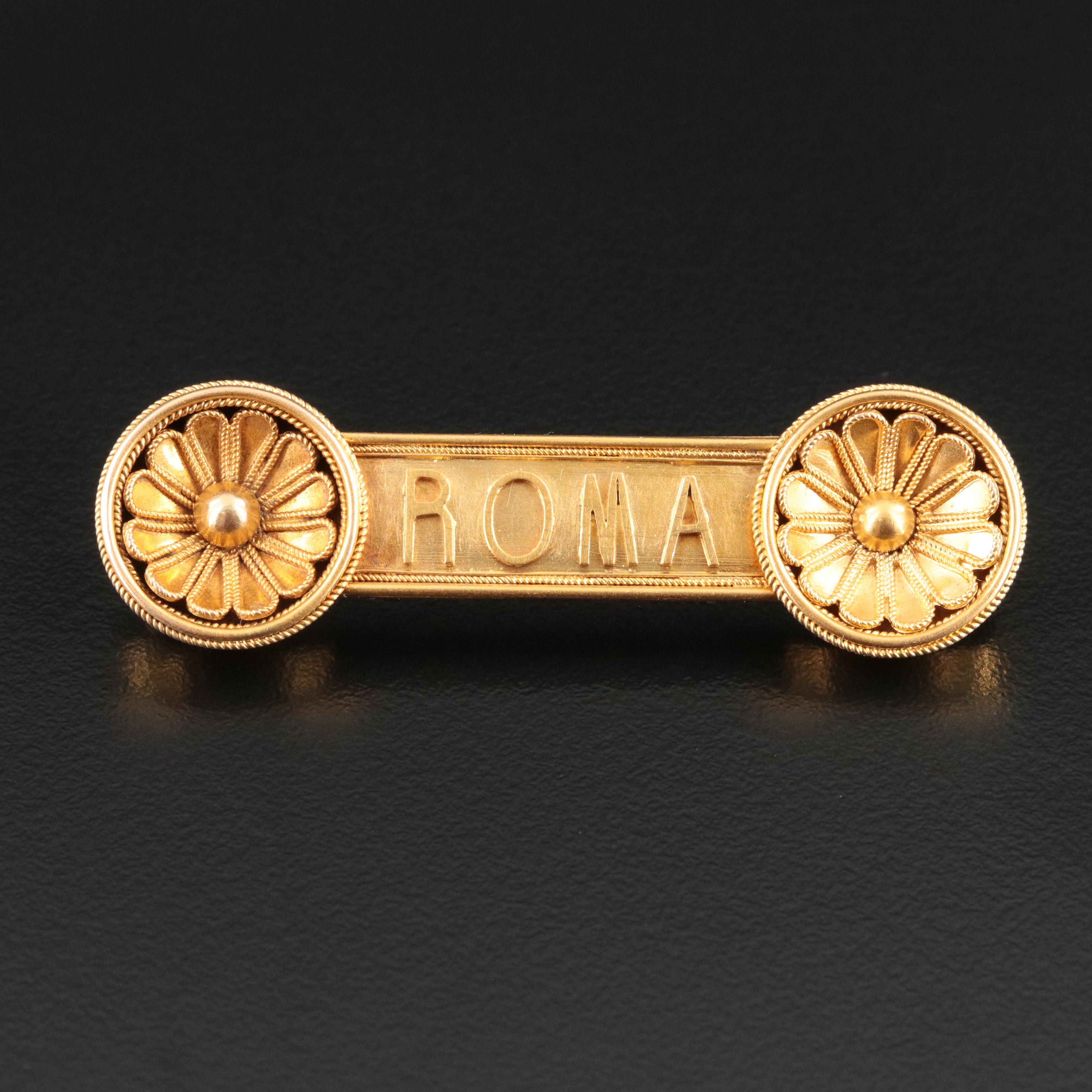 Antique 14K "ROMA" Brooch