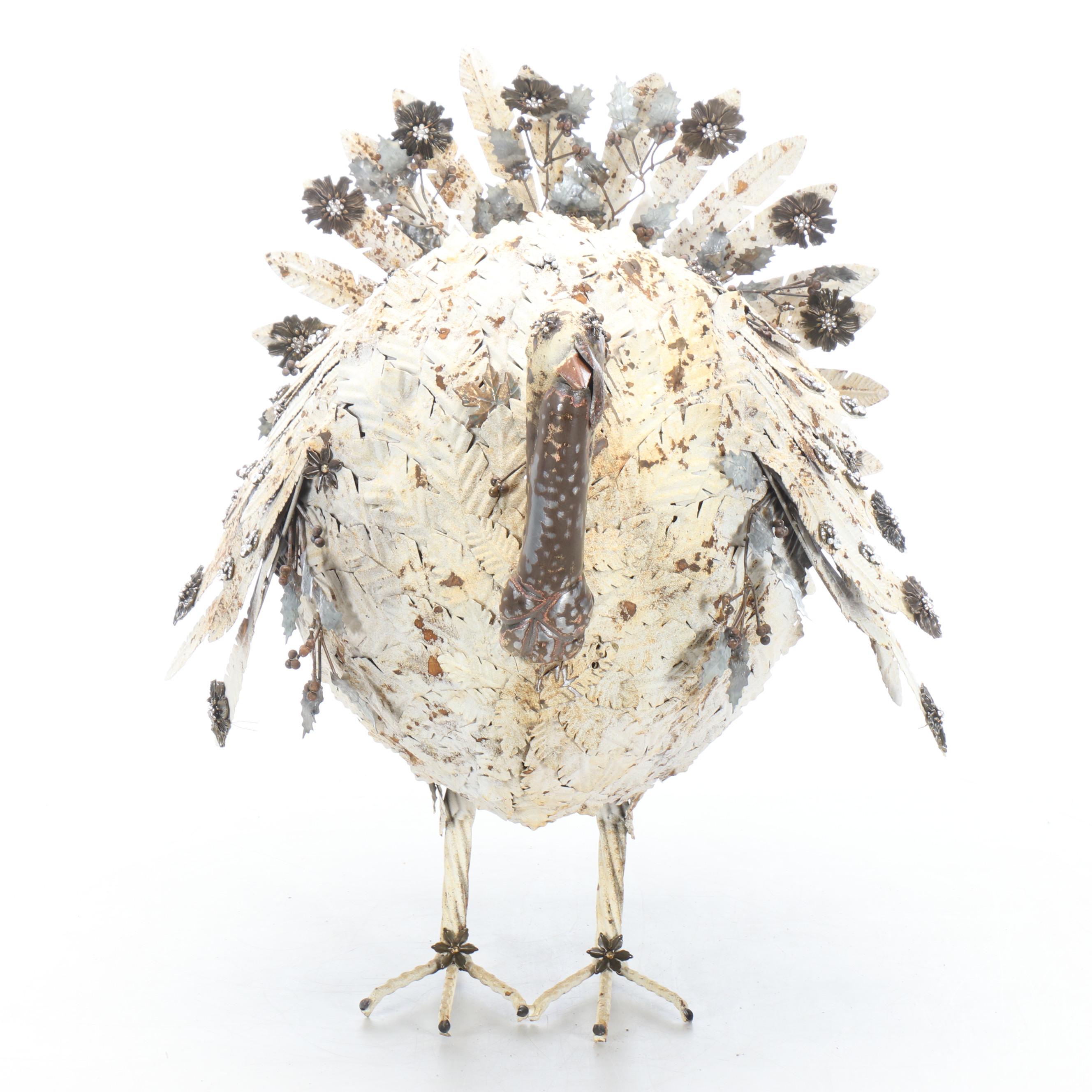 Handcrafted Rebar and Sheet Metal Holiday Turkey Sculpture