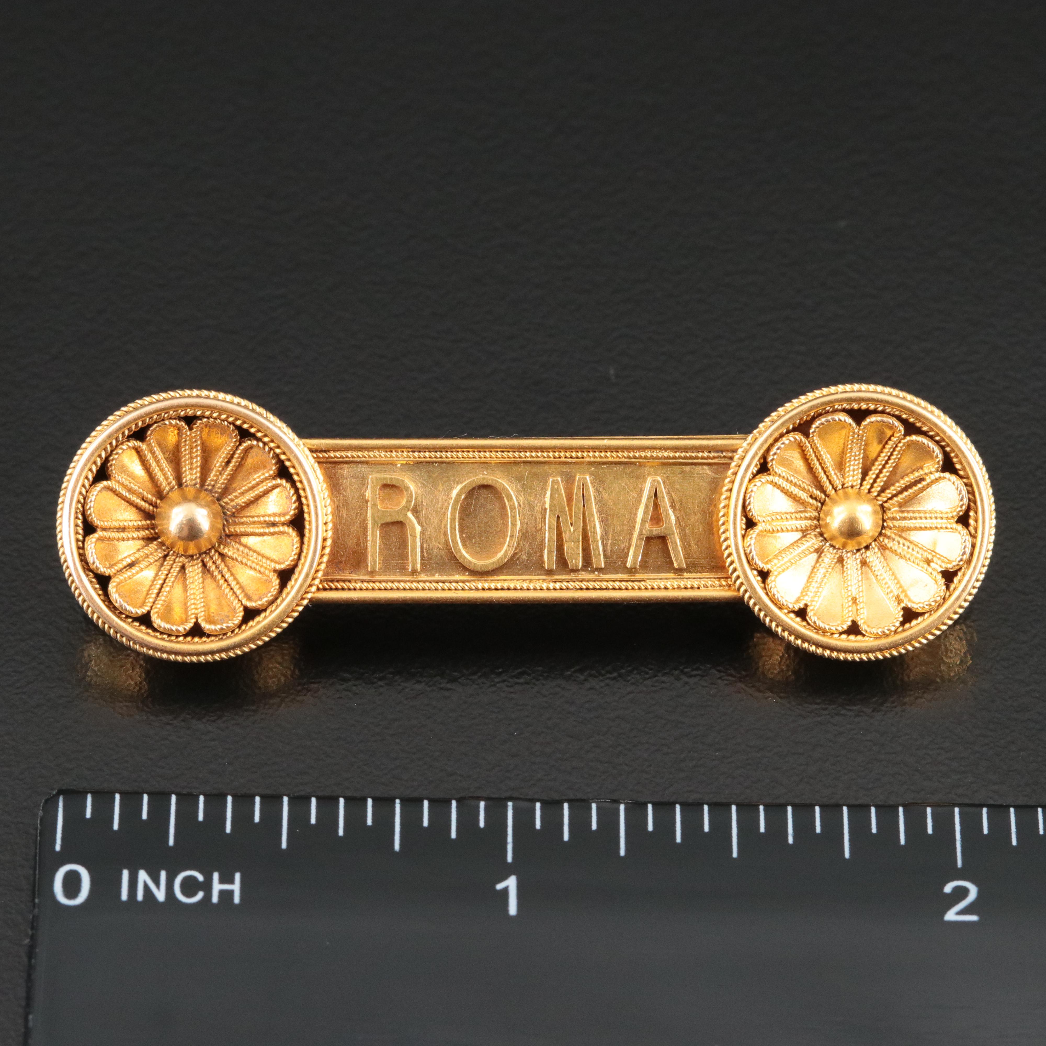 Antique 14K "ROMA" Brooch