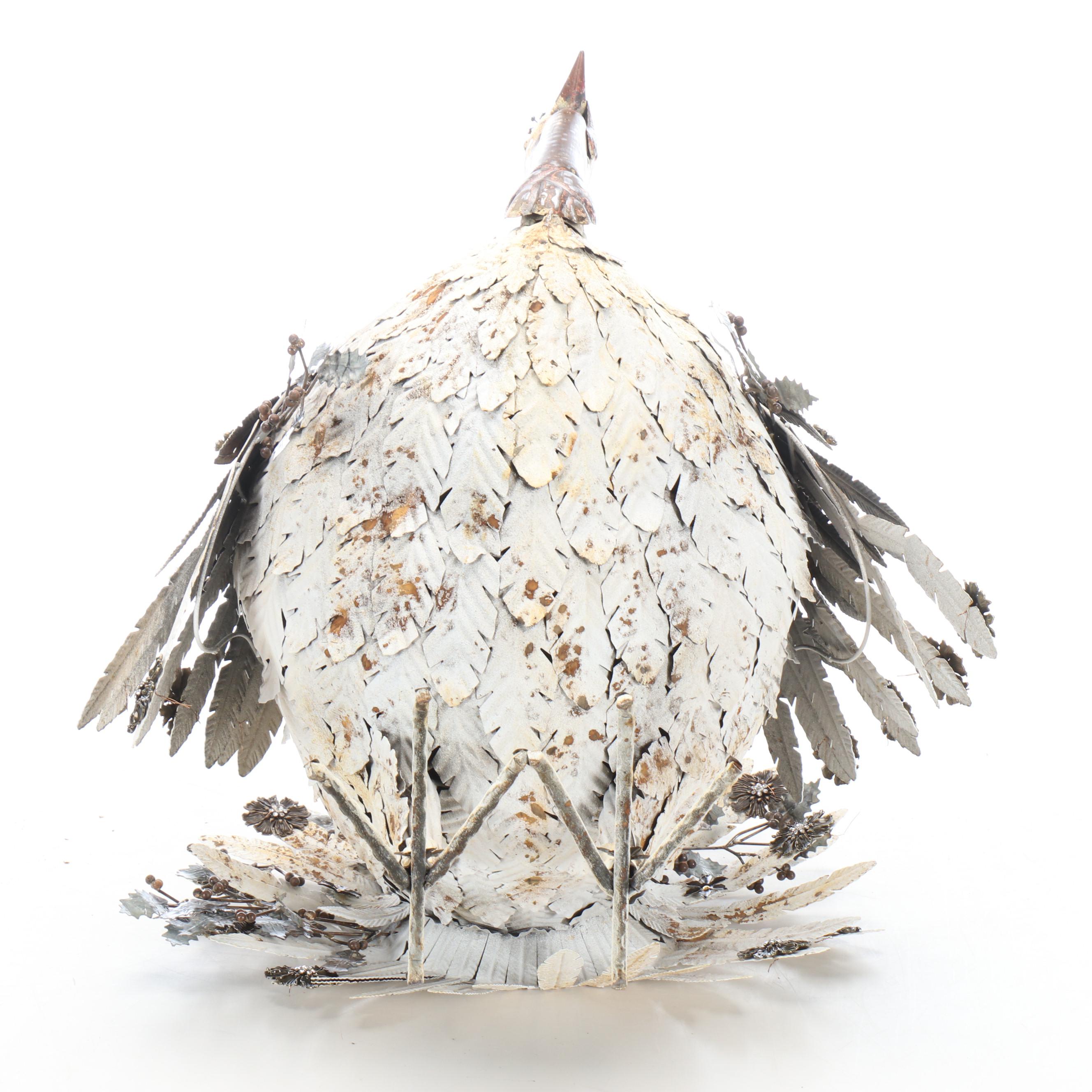 Handcrafted Rebar and Sheet Metal Holiday Turkey Sculpture