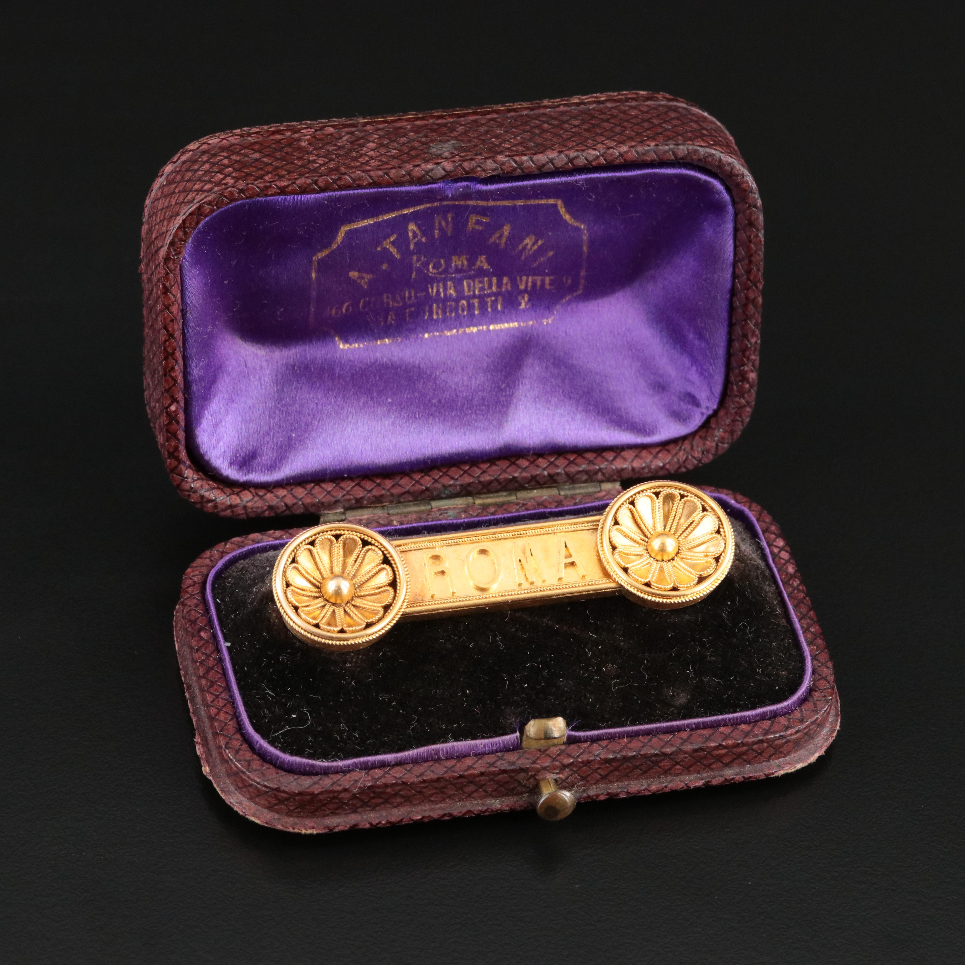 Antique 14K "ROMA" Brooch