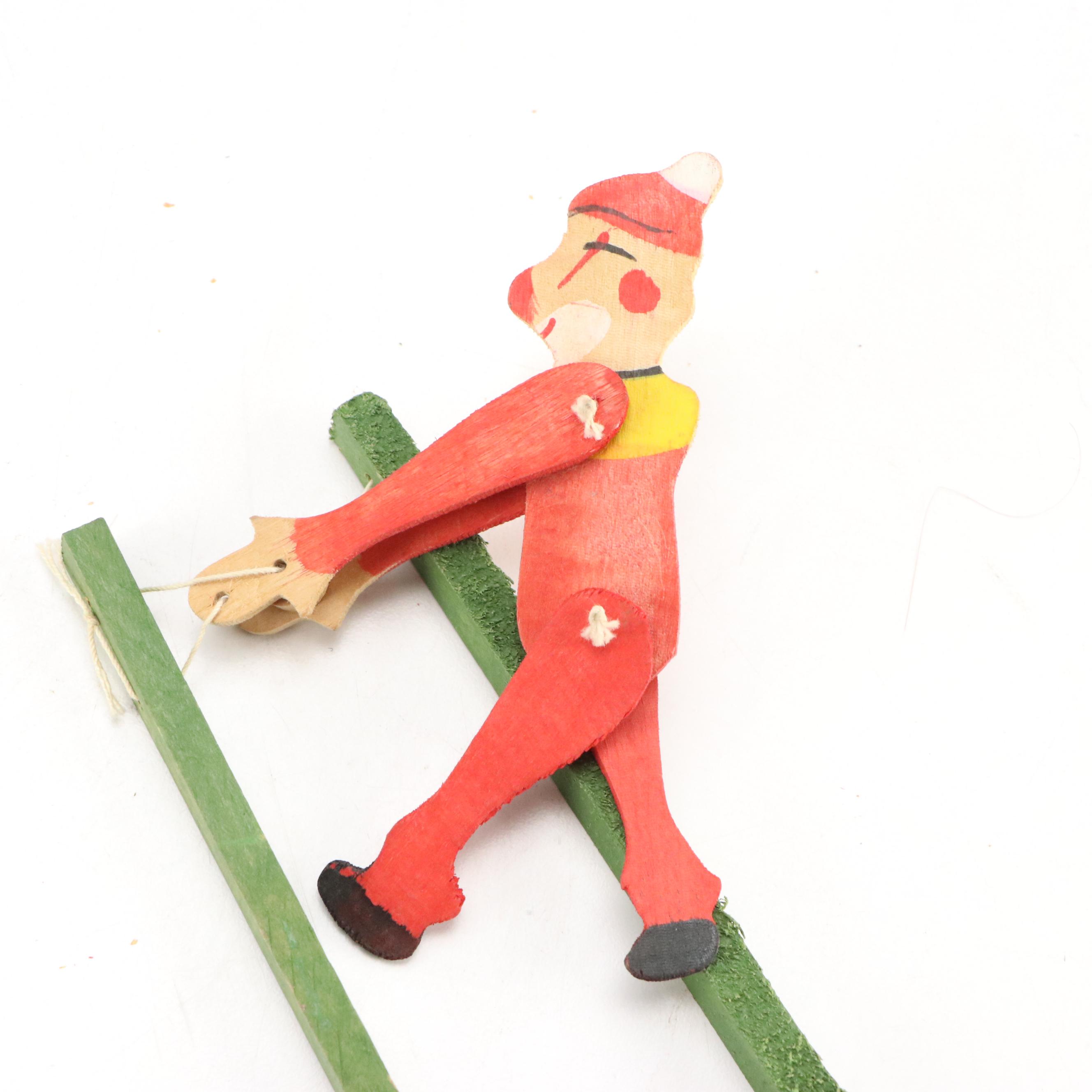 Hand-Painted Flipping Clown Toy & More, Early to Mid-20th Century