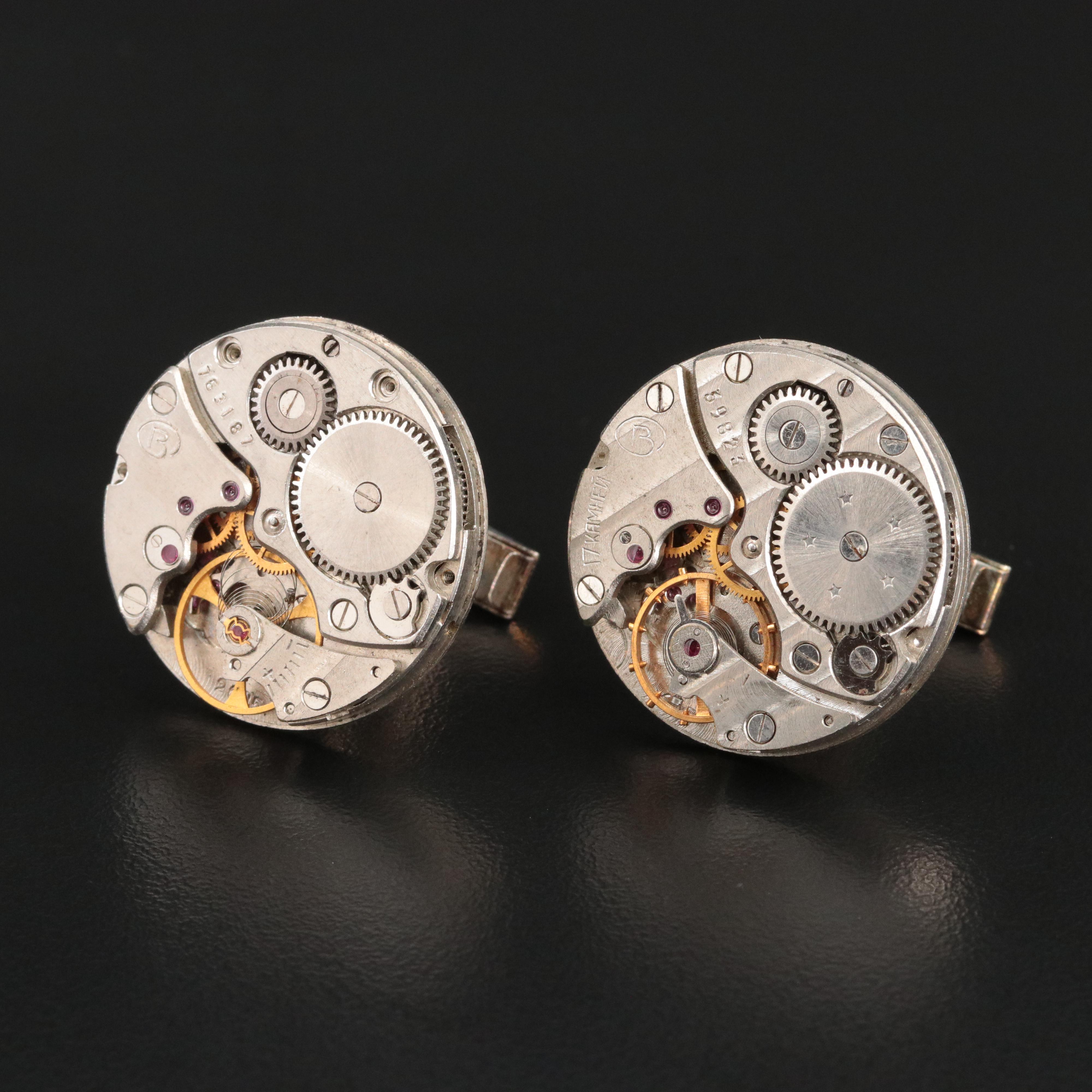 Watch Movement Cufflinks with Sterling
