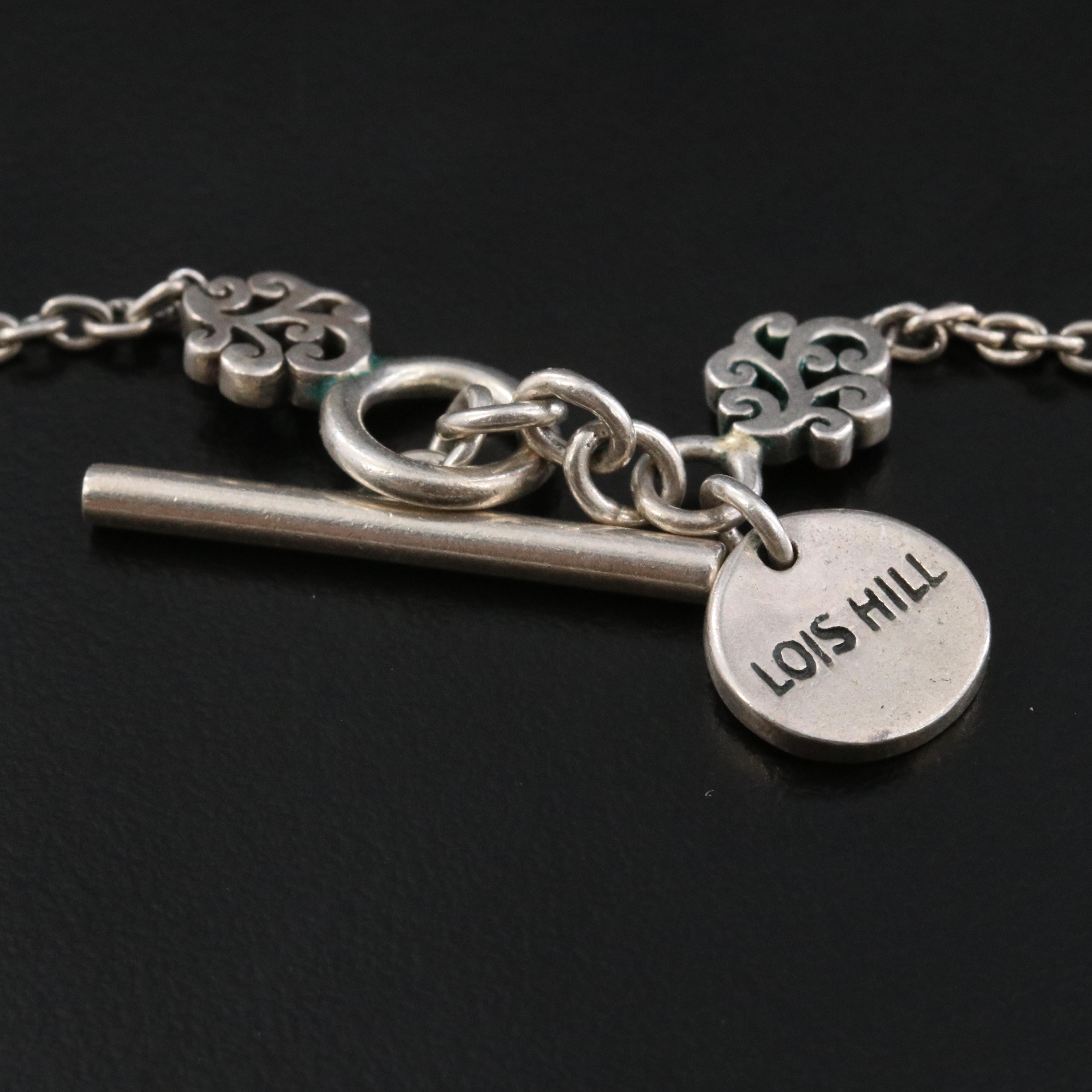 Lois Hill Sterling Scroll Station Necklace