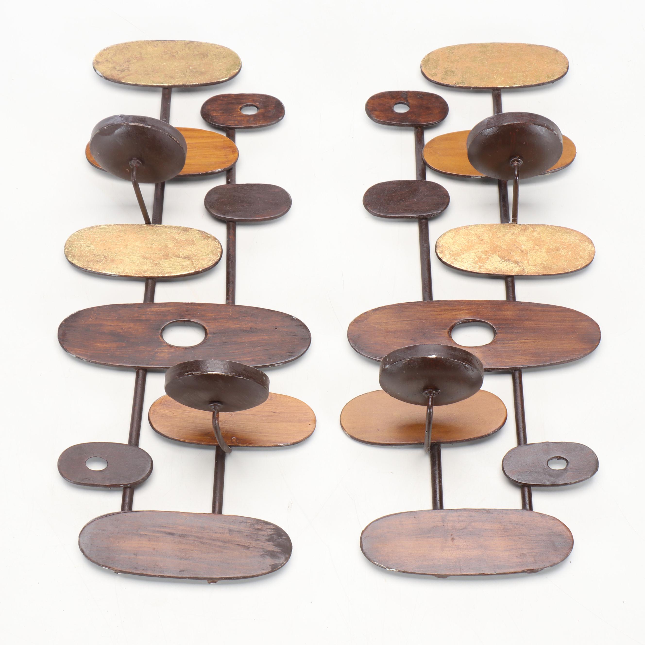 Mid Century Modern Style Sculptural Metal Wall Sconces