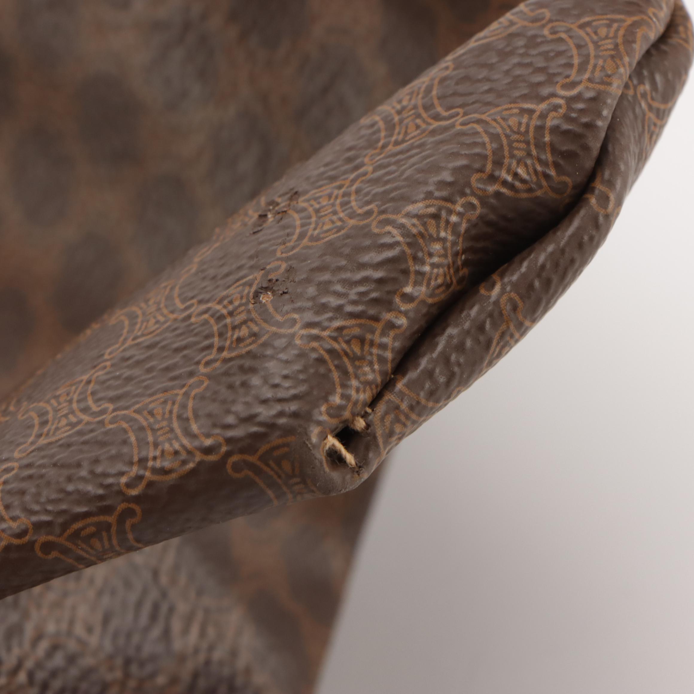 Celine Large Tote in Dark Brown Macadam Canvas and Leather Trim