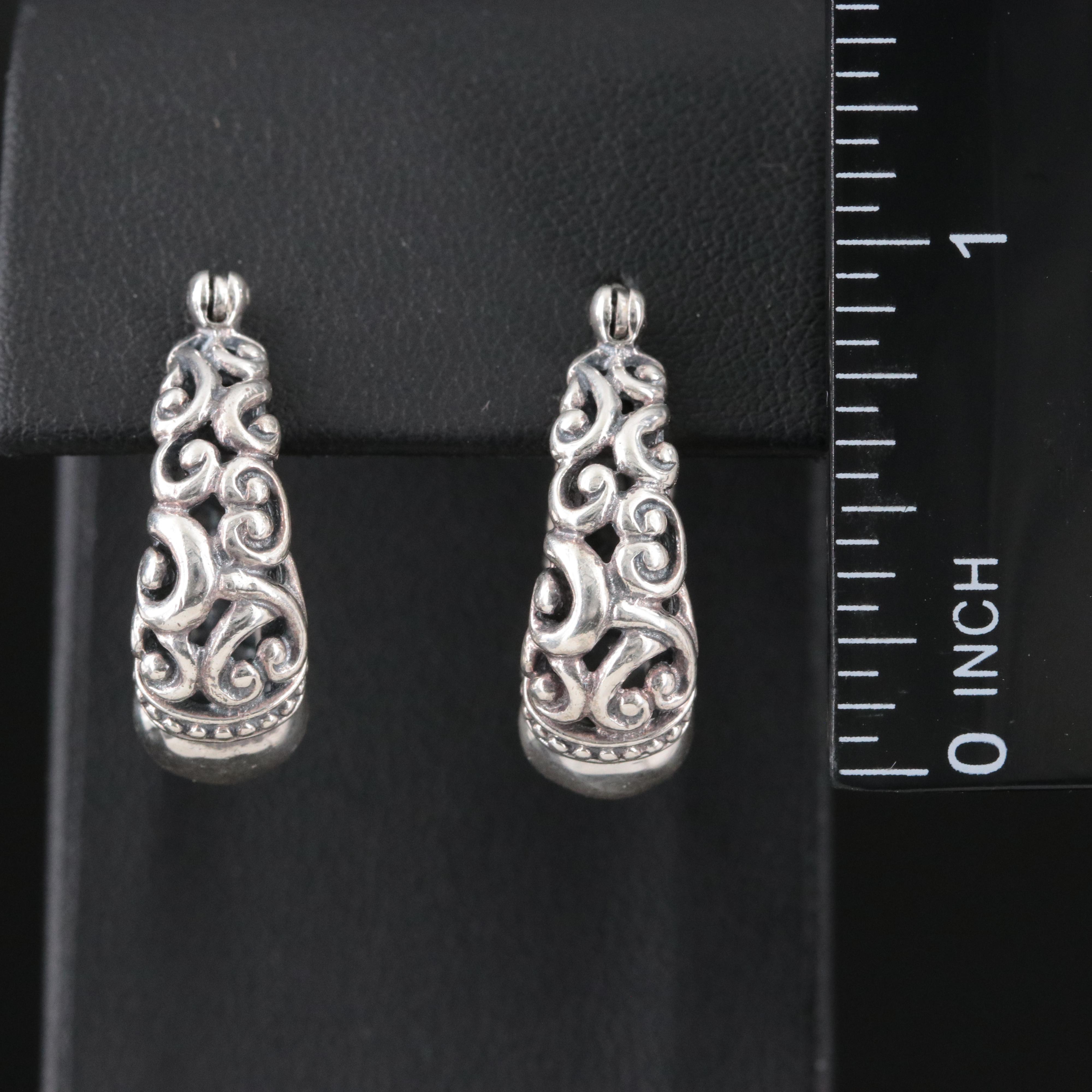 Sterling Scroll Hoop Earrings