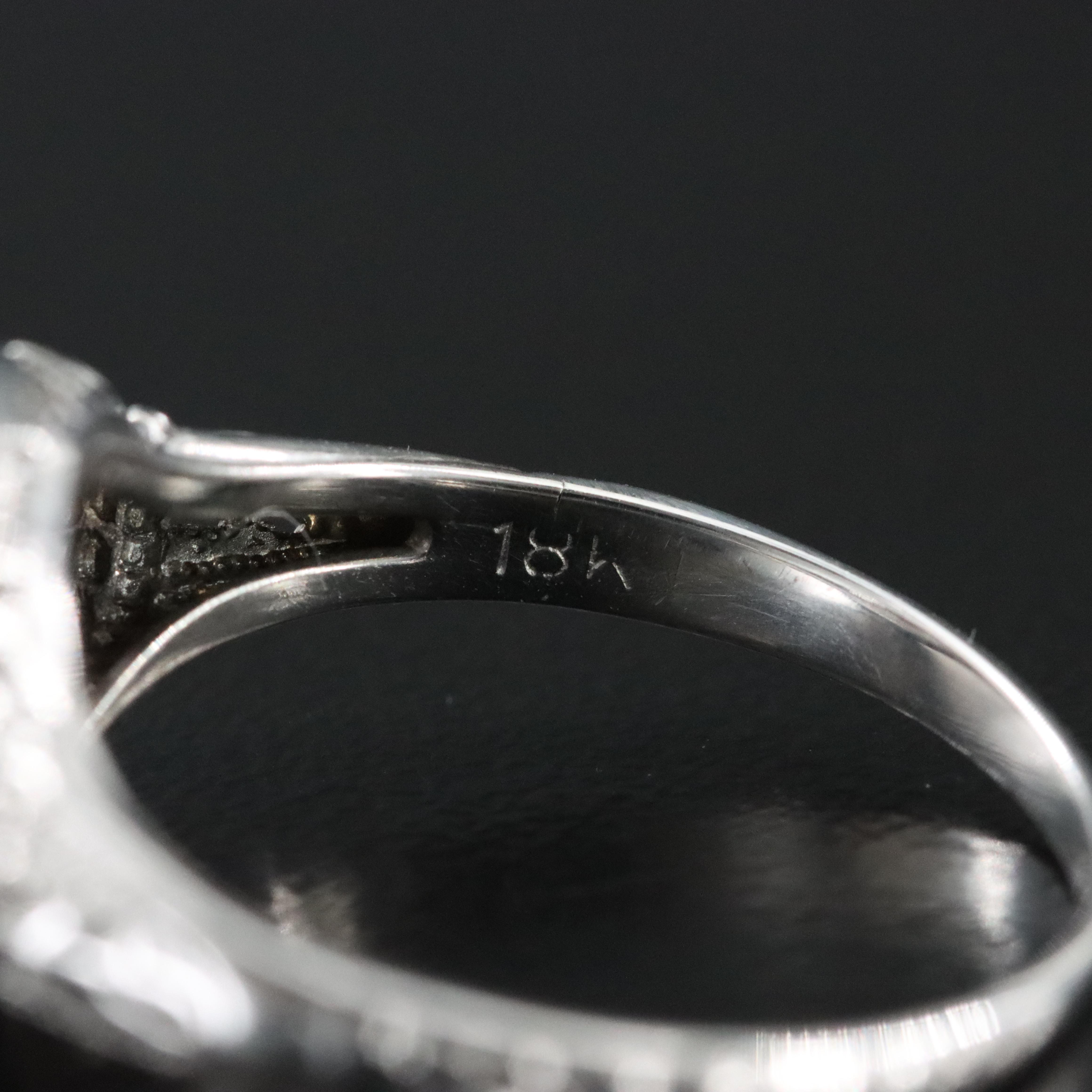 Arti Deco 18K 0.10 CT Diamond Piercework Ring with Orange Blossom Engraving