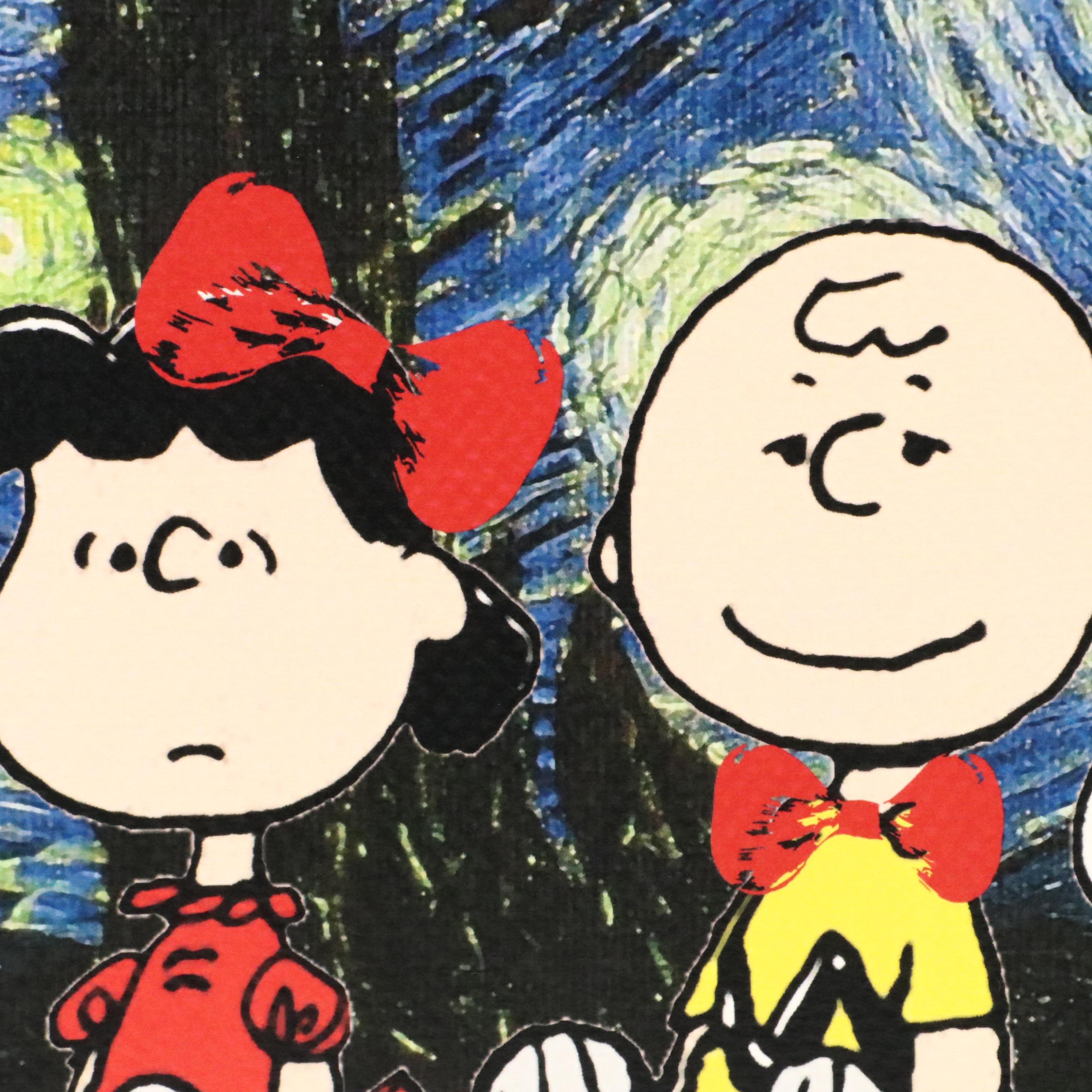 Death NYC Graphic Print of Van Gogh and Peanuts Characters, 2022