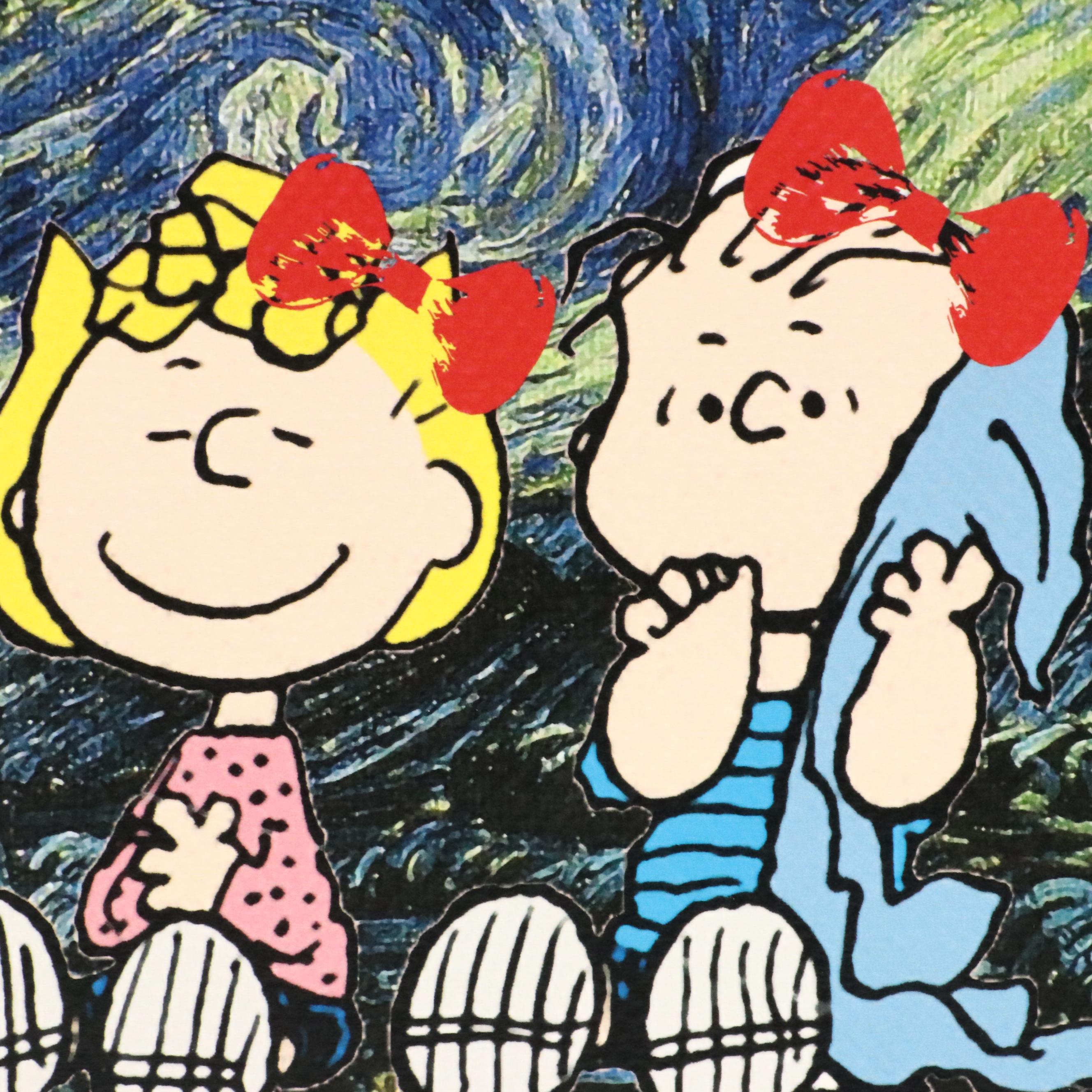 Death NYC Graphic Print of Van Gogh and Peanuts Characters, 2022