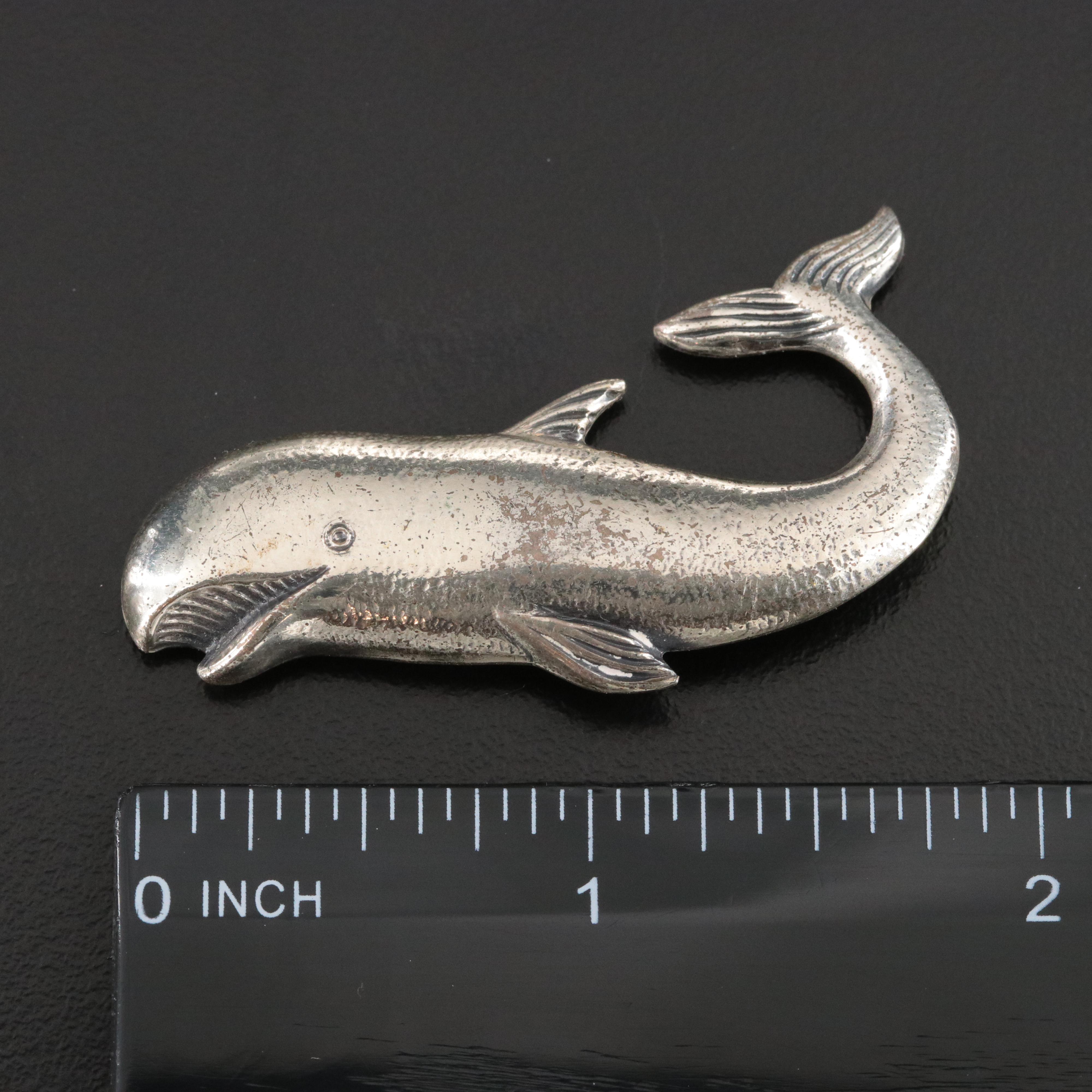 Vintage Sterling Whale Brooch