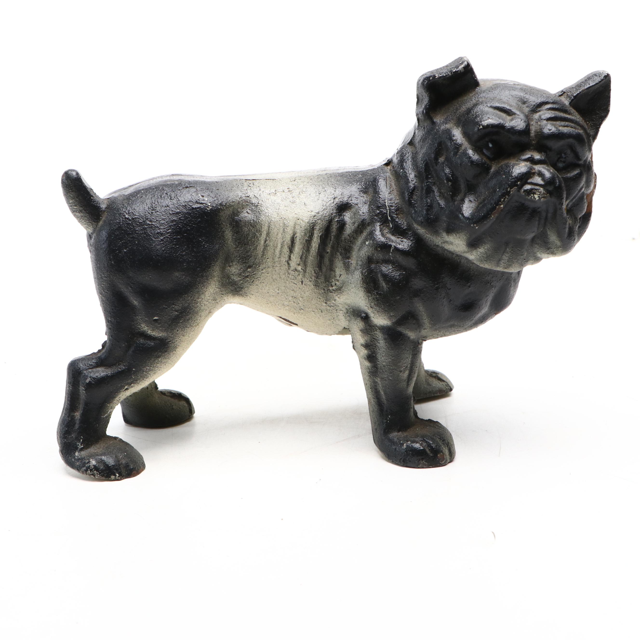 American Painted Cast Iron Bulldog Doorstop, Early to Mid-20th Century