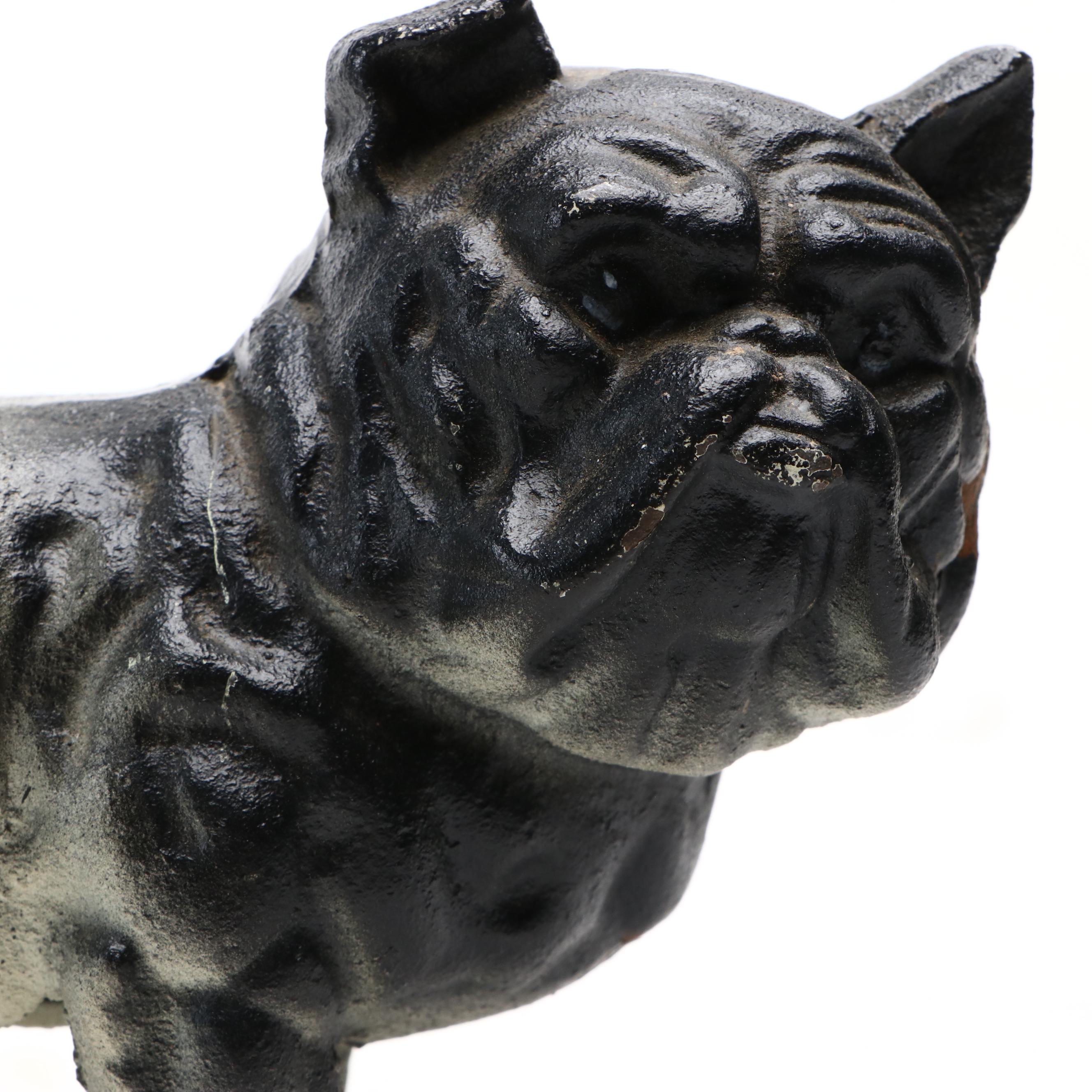 American Painted Cast Iron Bulldog Doorstop, Early to Mid-20th Century