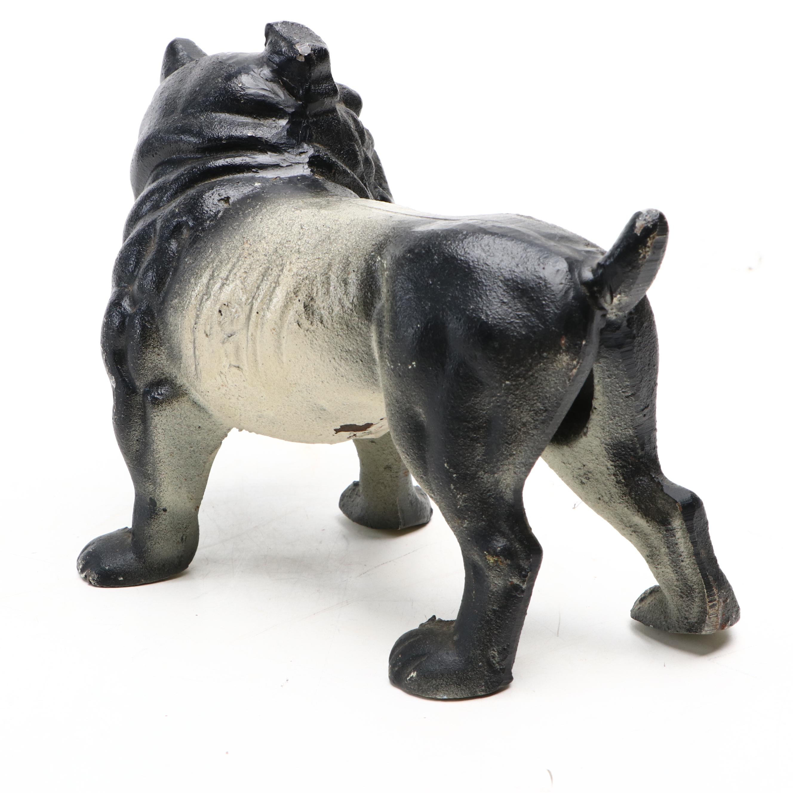 American Painted Cast Iron Bulldog Doorstop, Early to Mid-20th Century