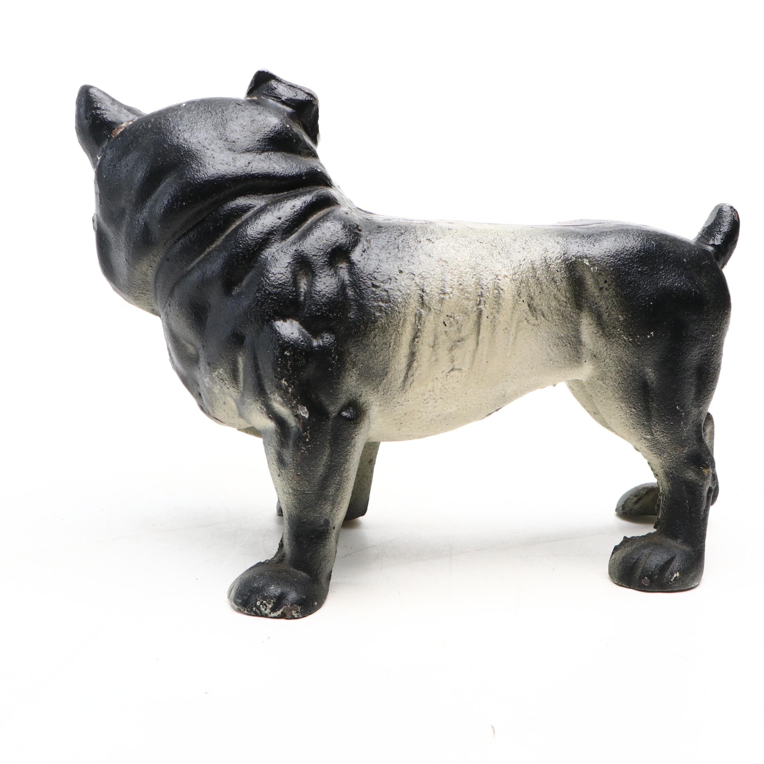 American Painted Cast Iron Bulldog Doorstop, Early to Mid-20th Century