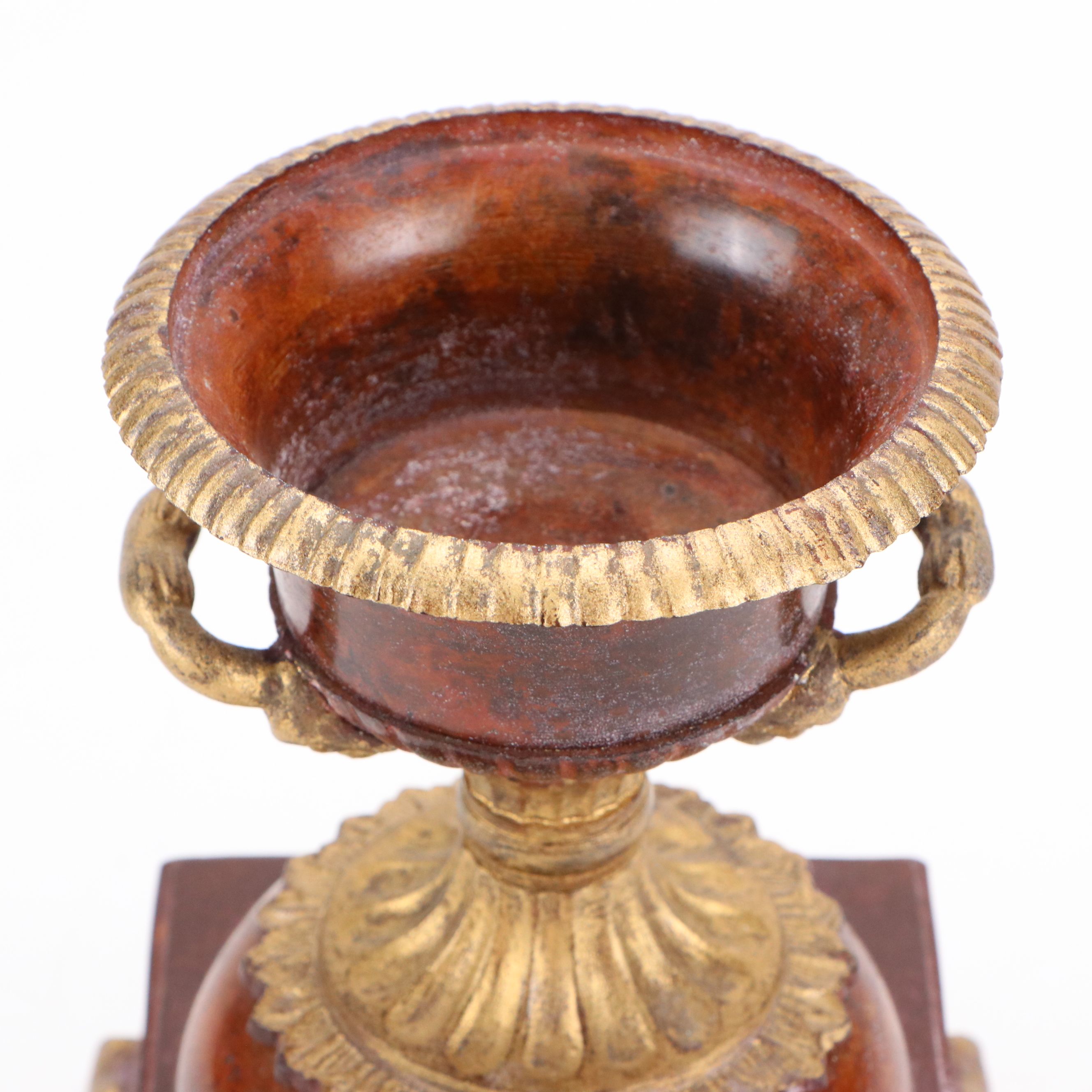 Neoclassical Style Gilt Accented Painted Cast Metal Urn