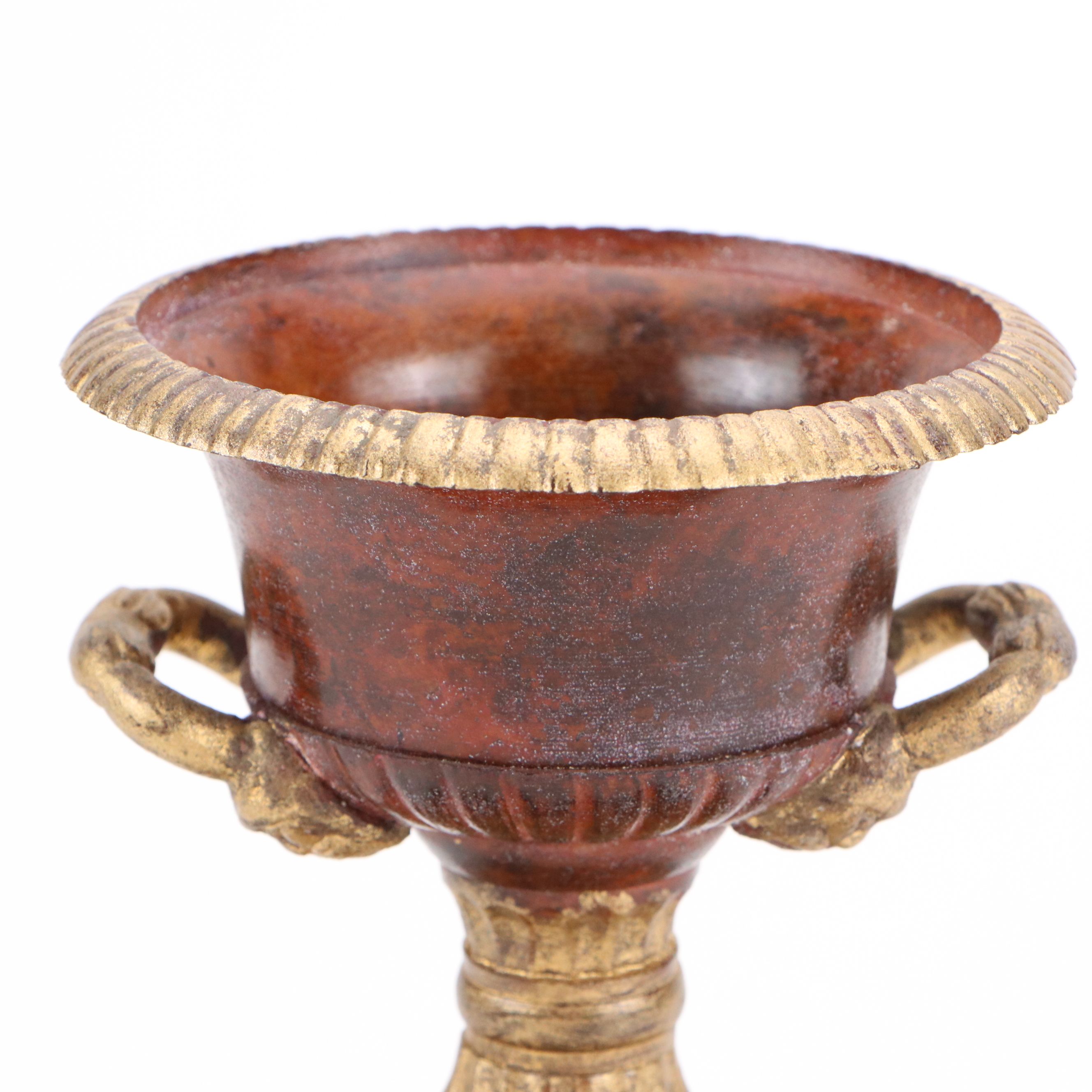 Neoclassical Style Gilt Accented Painted Cast Metal Urn