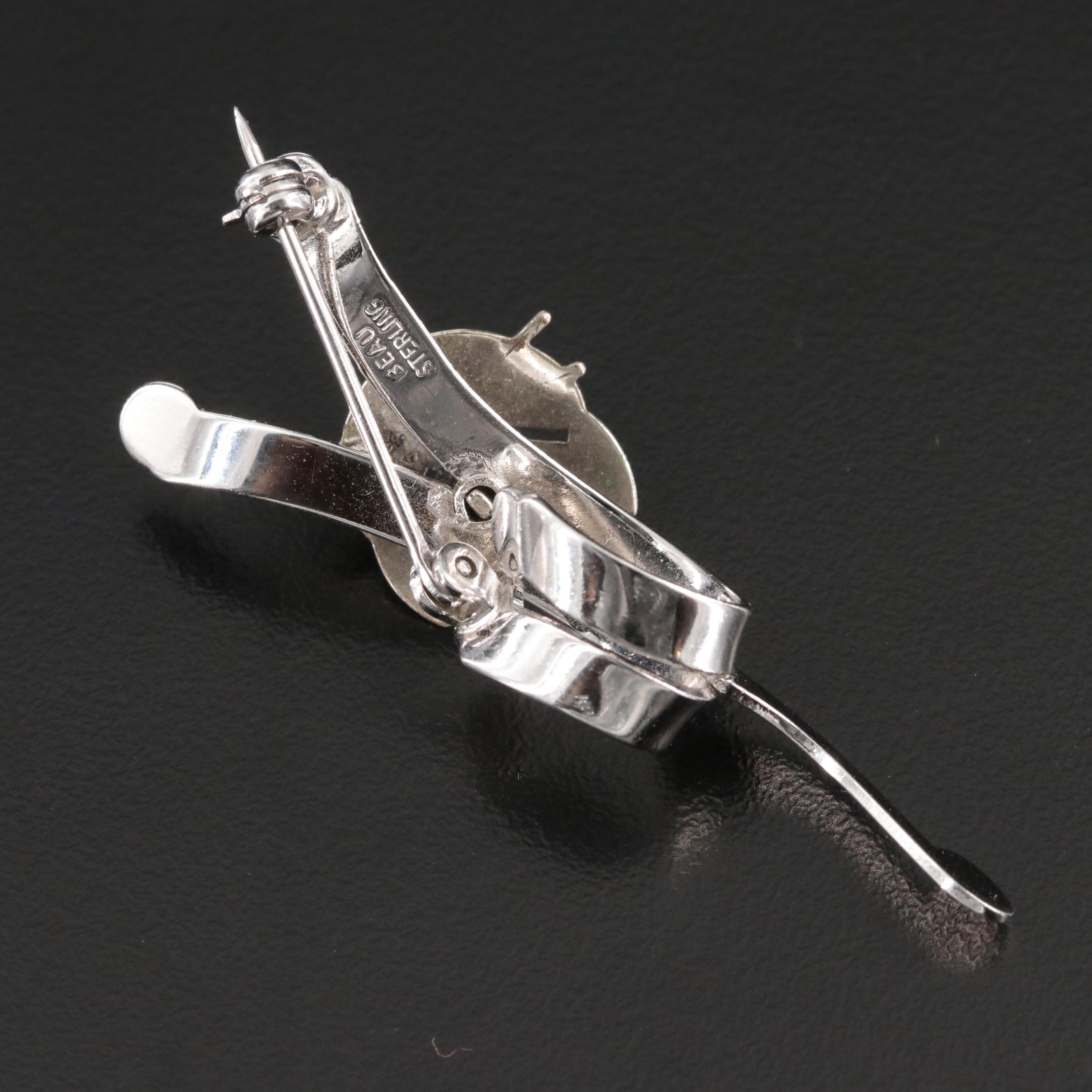 Vintage Sterling Articulated Cat Brooch