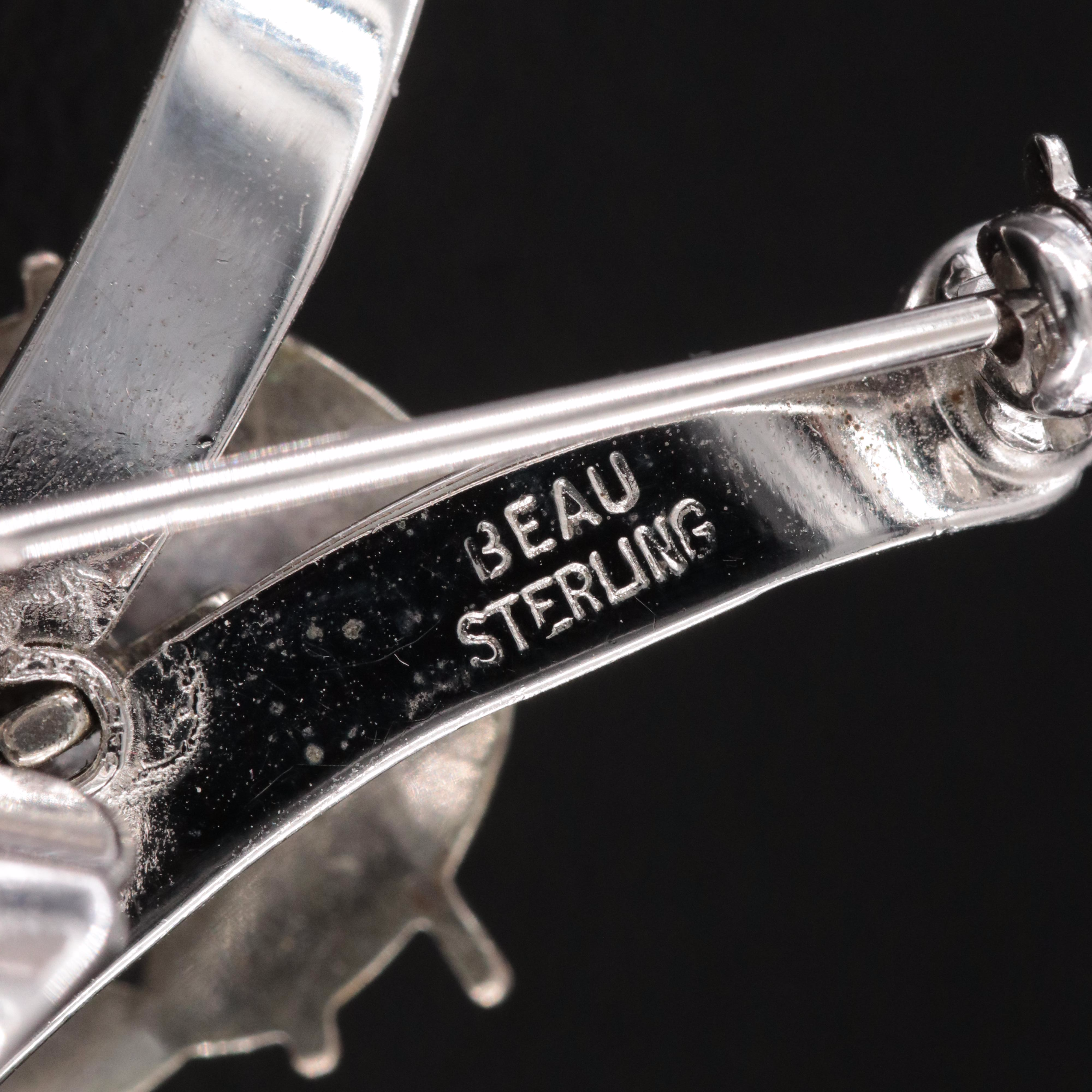 Vintage Sterling Articulated Cat Brooch