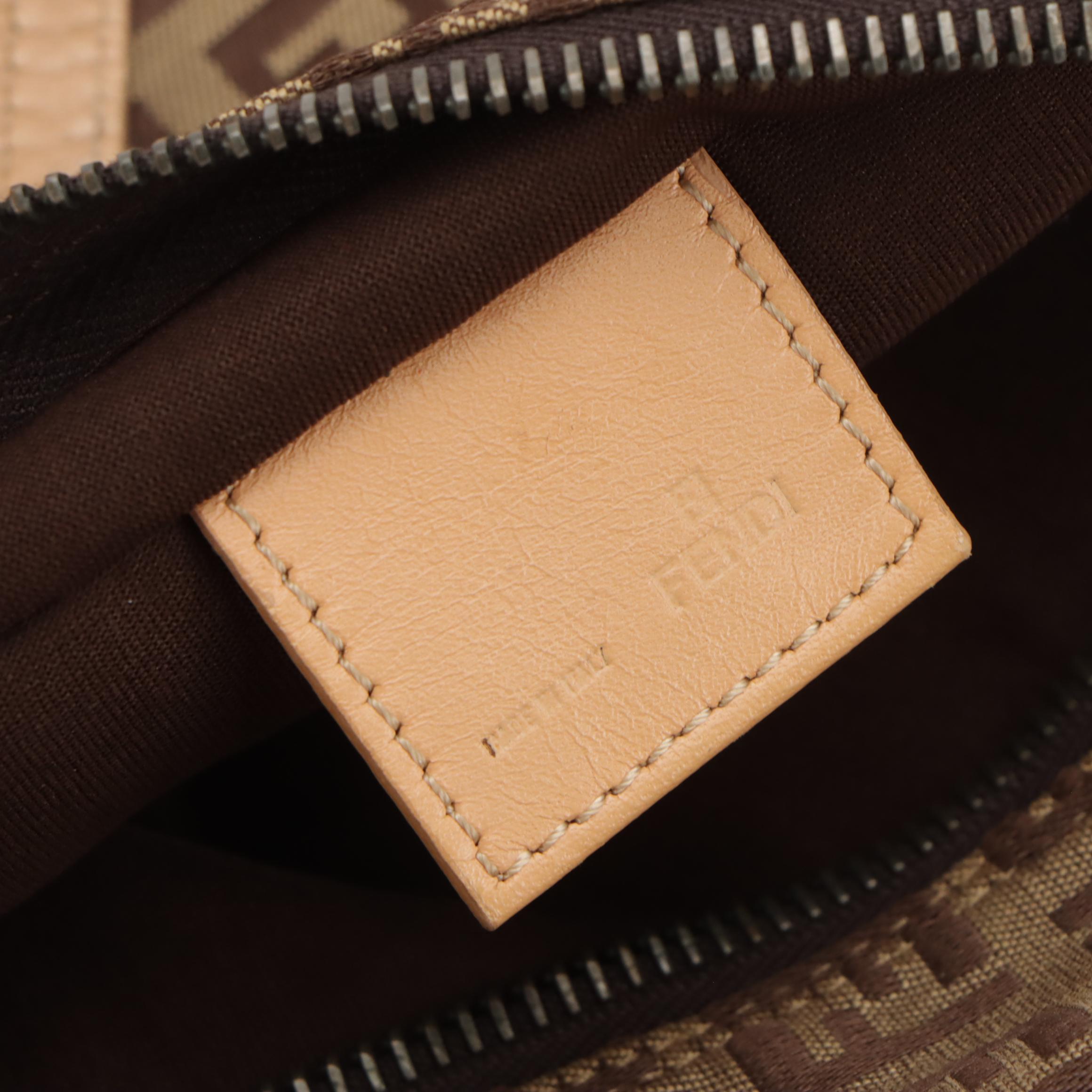 Fendi Mini Handbag in Brown Zucchino Canvas with Brown Leather Trim