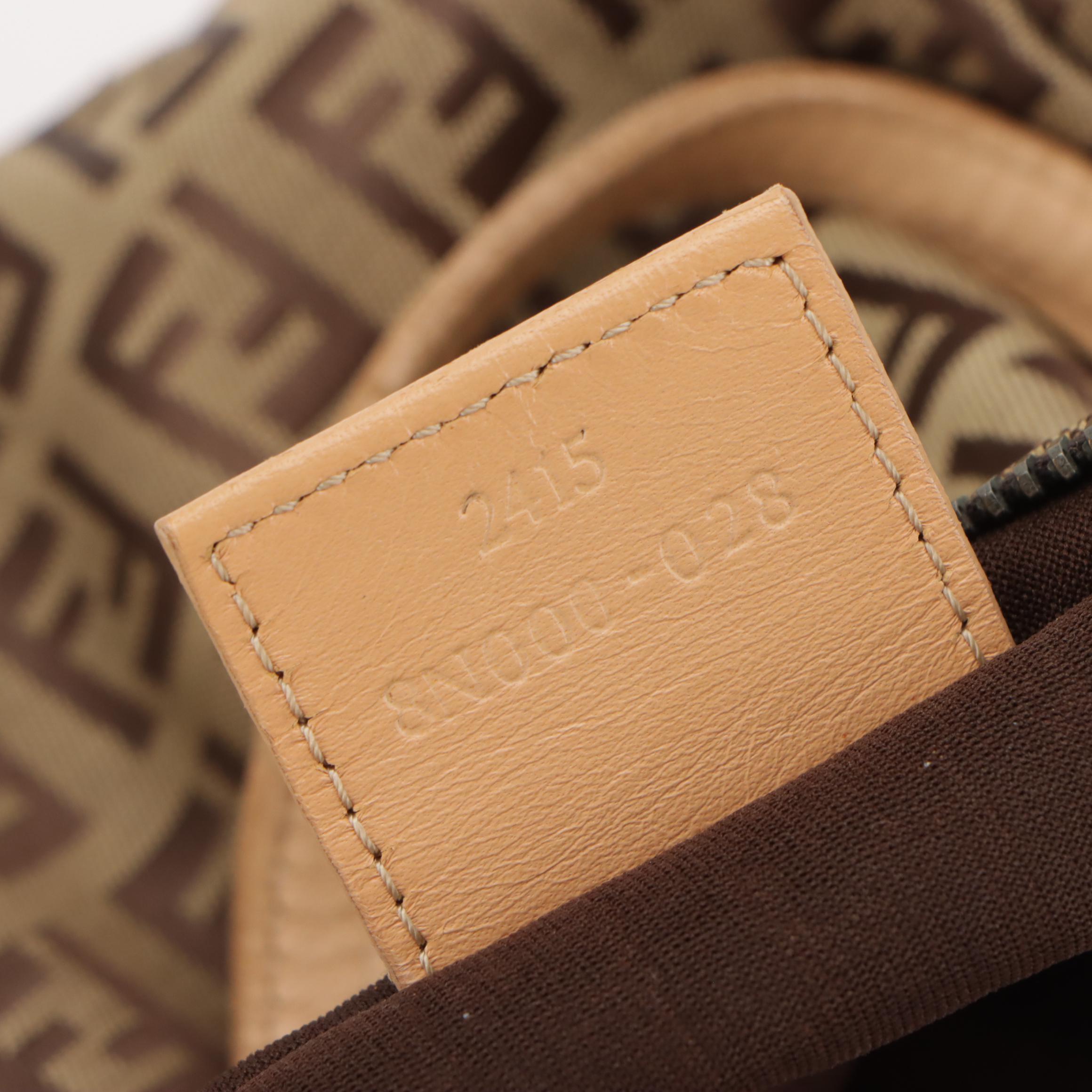 Fendi Mini Handbag in Brown Zucchino Canvas with Brown Leather Trim