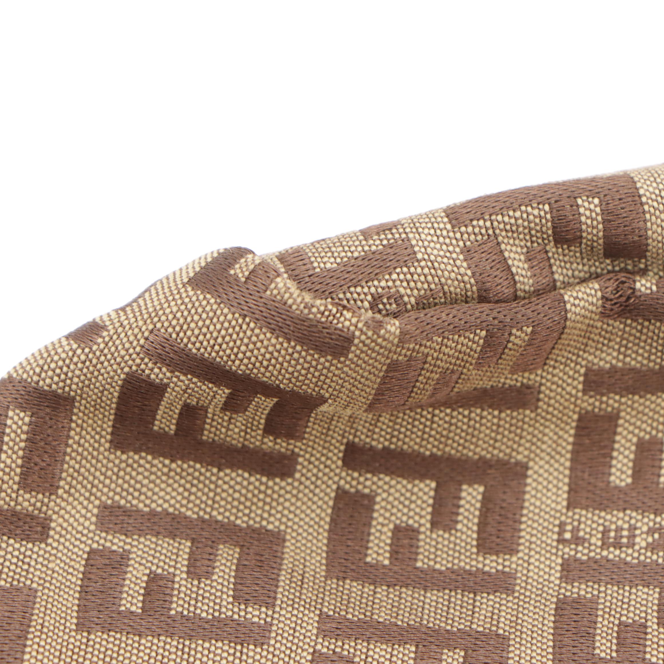 Fendi Mini Handbag in Brown Zucchino Canvas with Brown Leather Trim